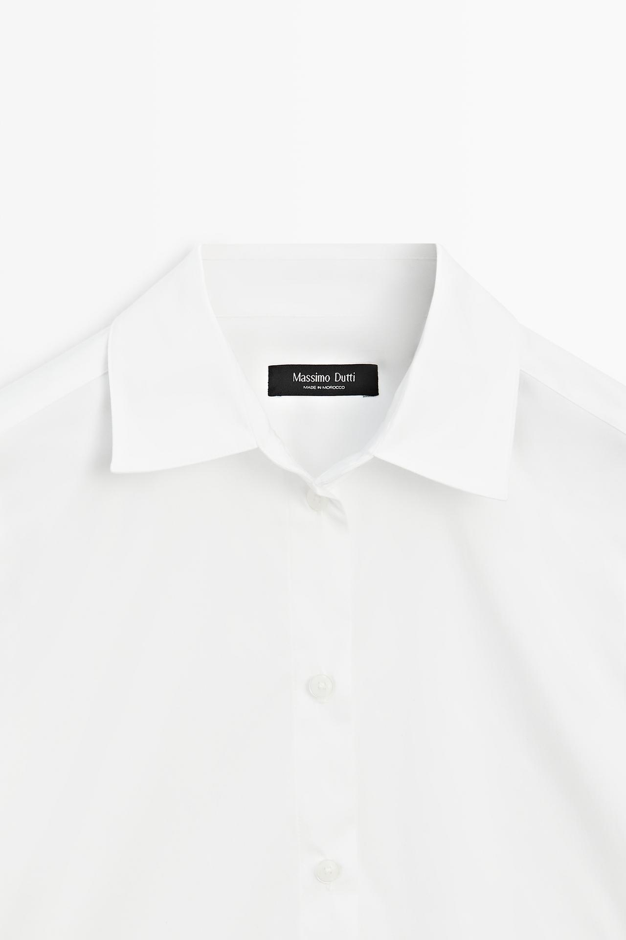 Cotton blend poplin shirt — WHITE