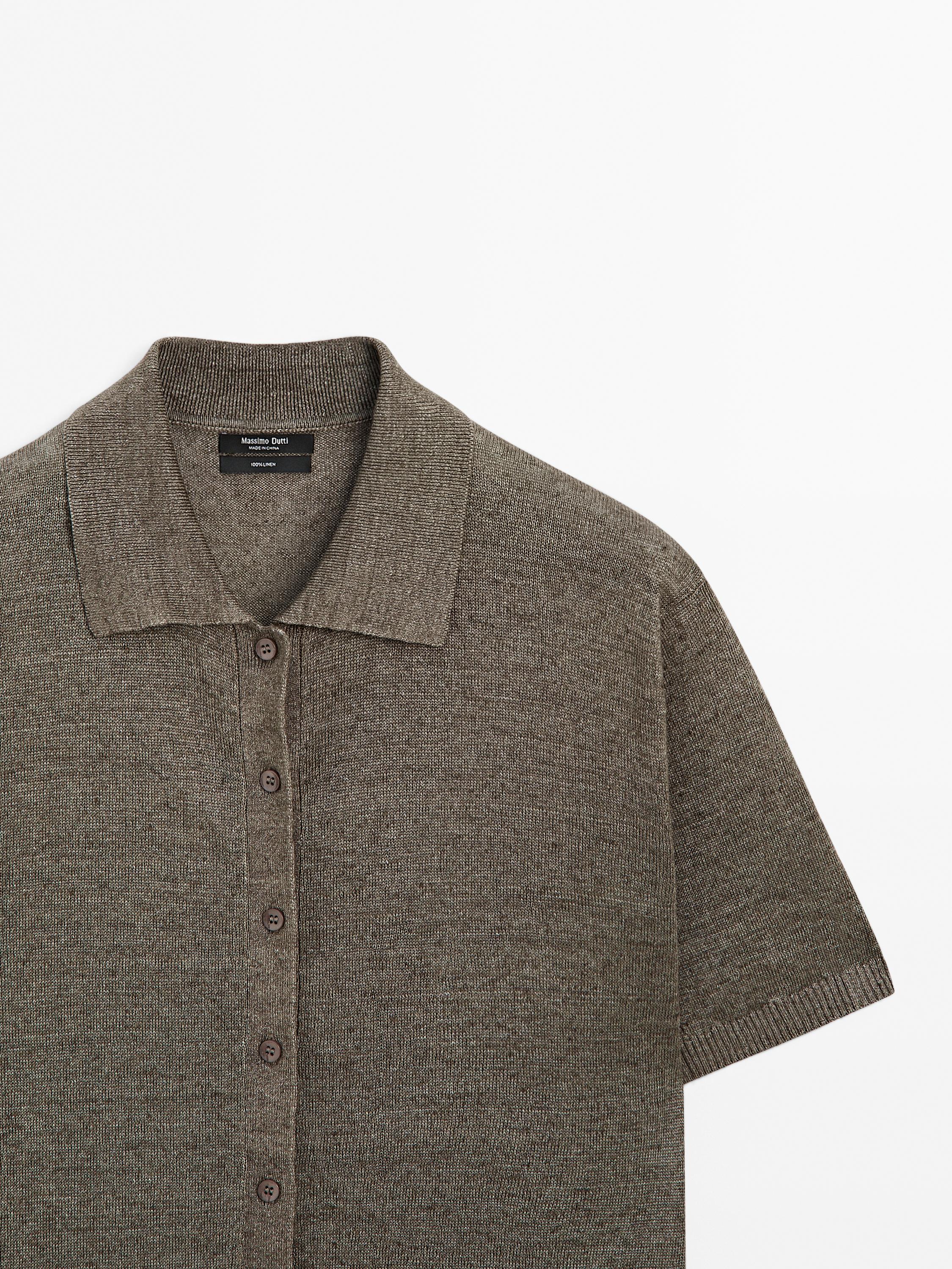 100% linen short sleeve cardigan