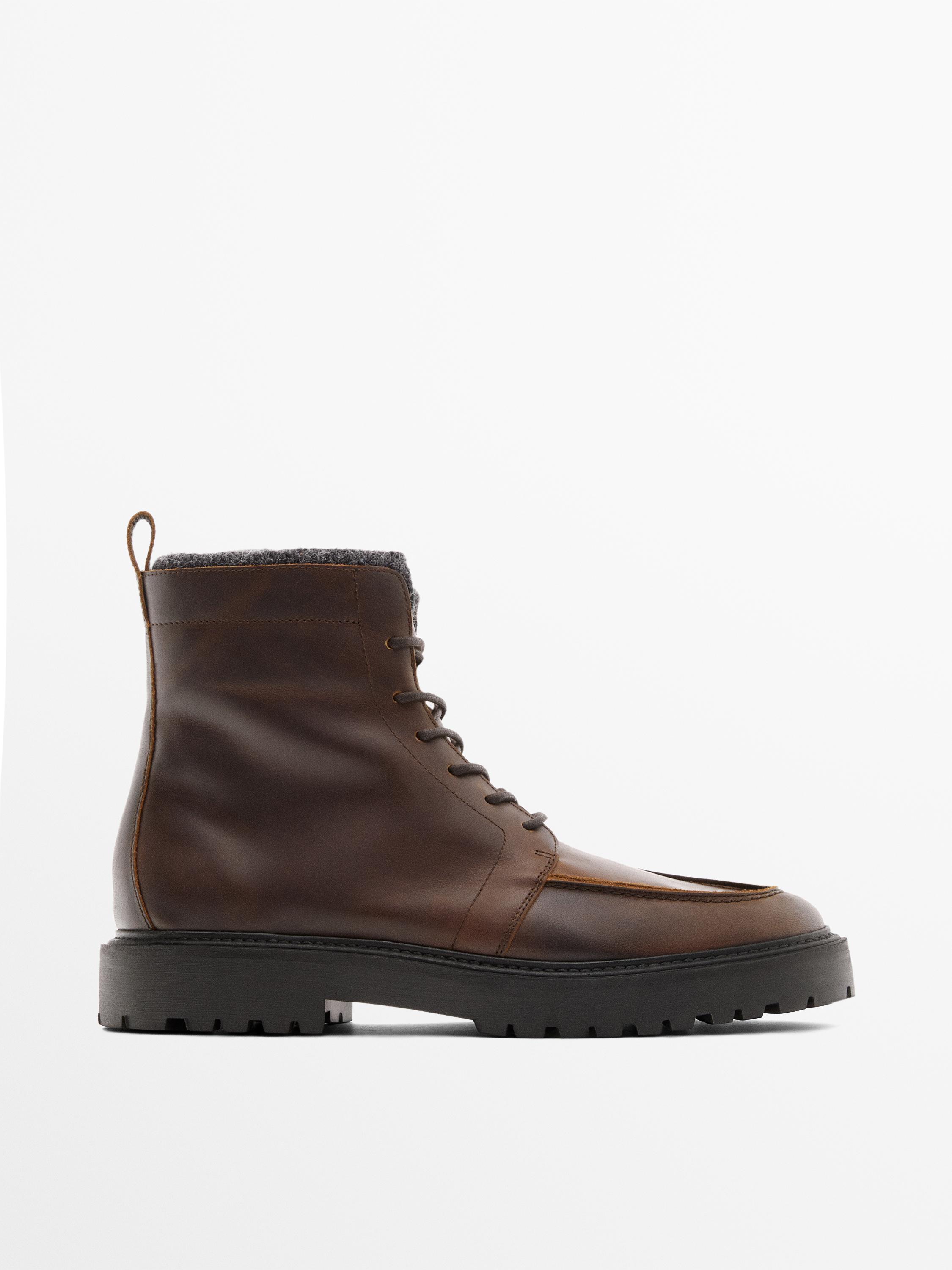 Bottes en cuir fourrées à lacets