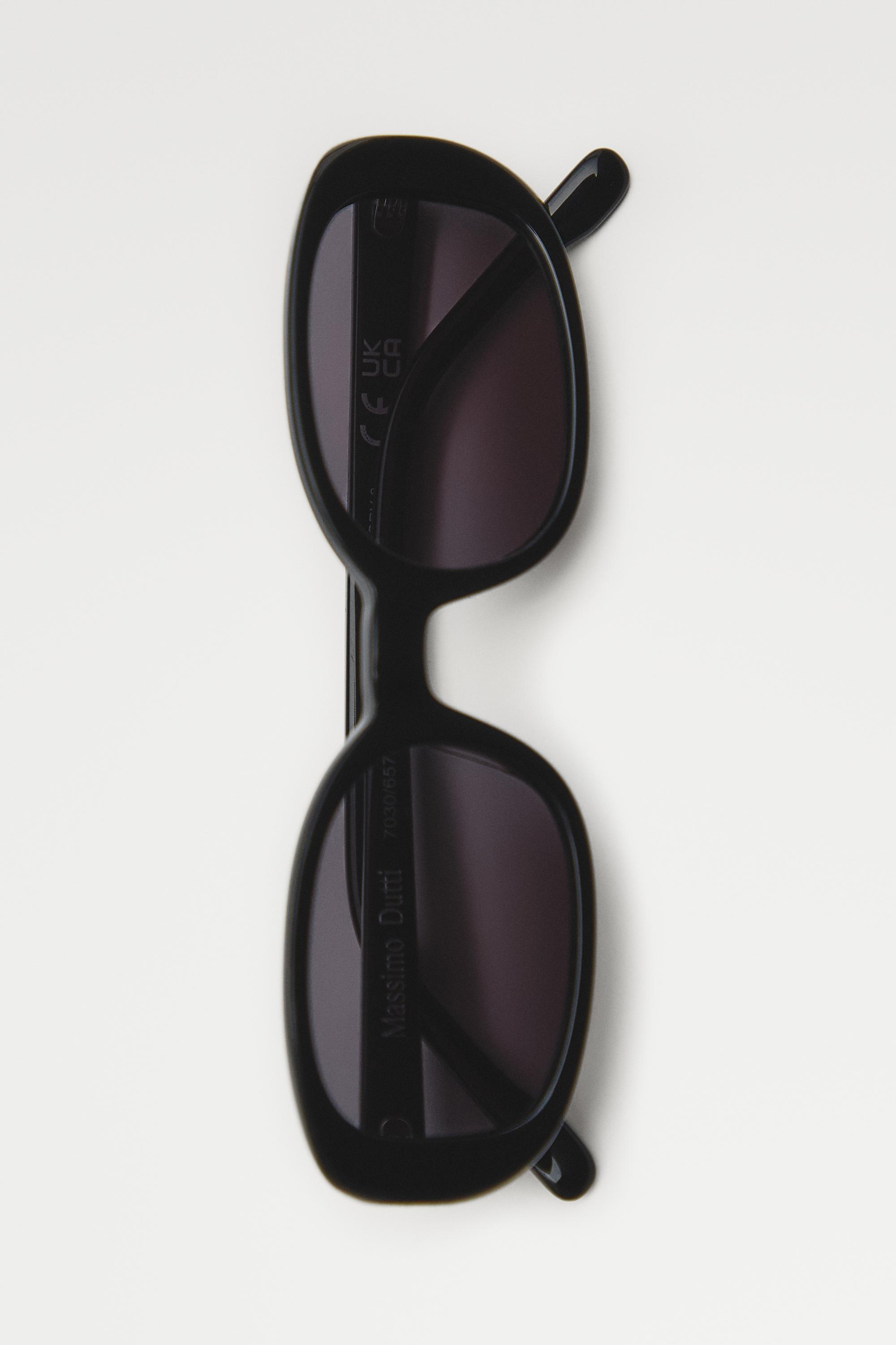 90s-style rounded sunglasses — BLACK