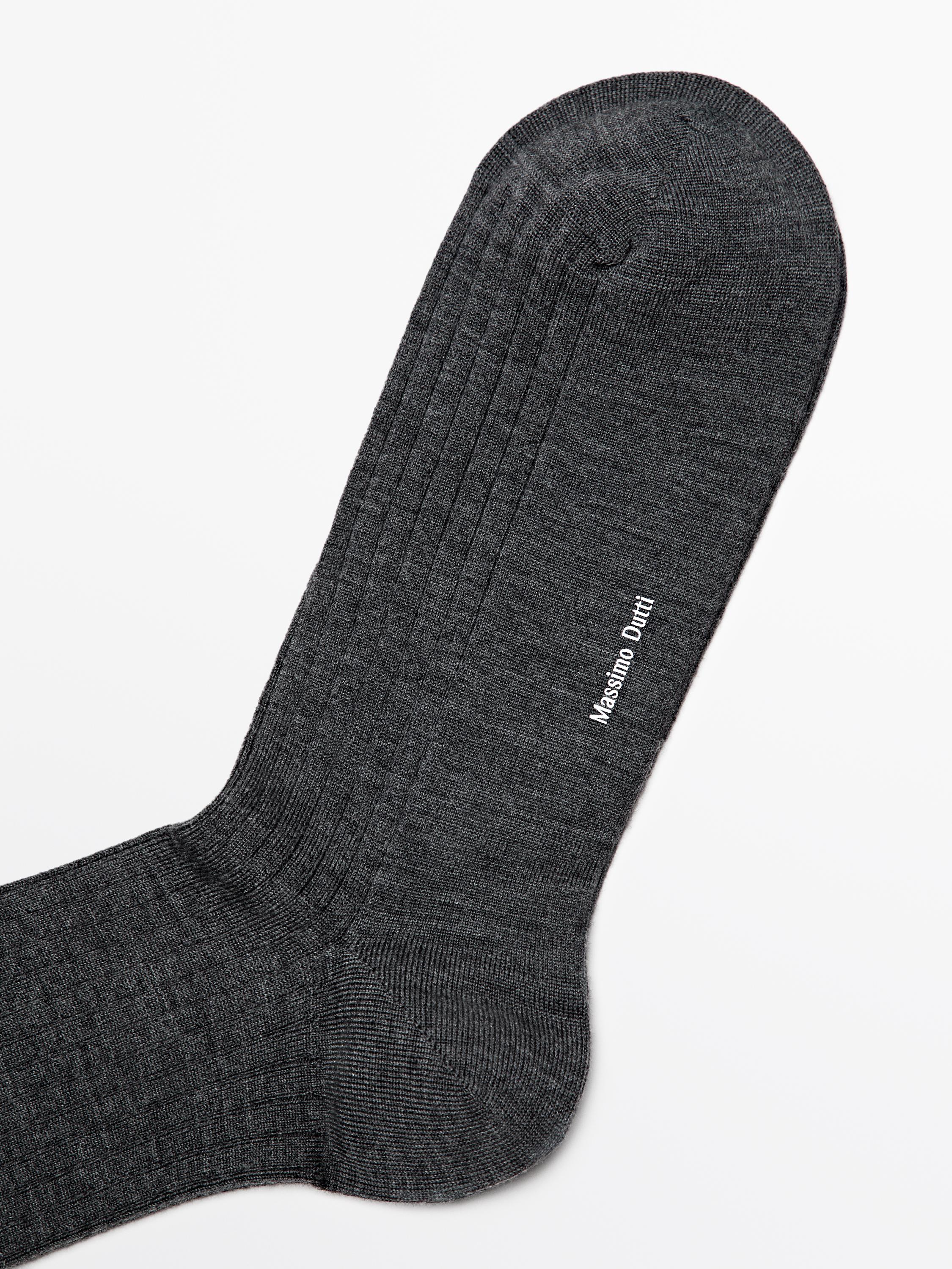 Ribbed knit wool blend socks