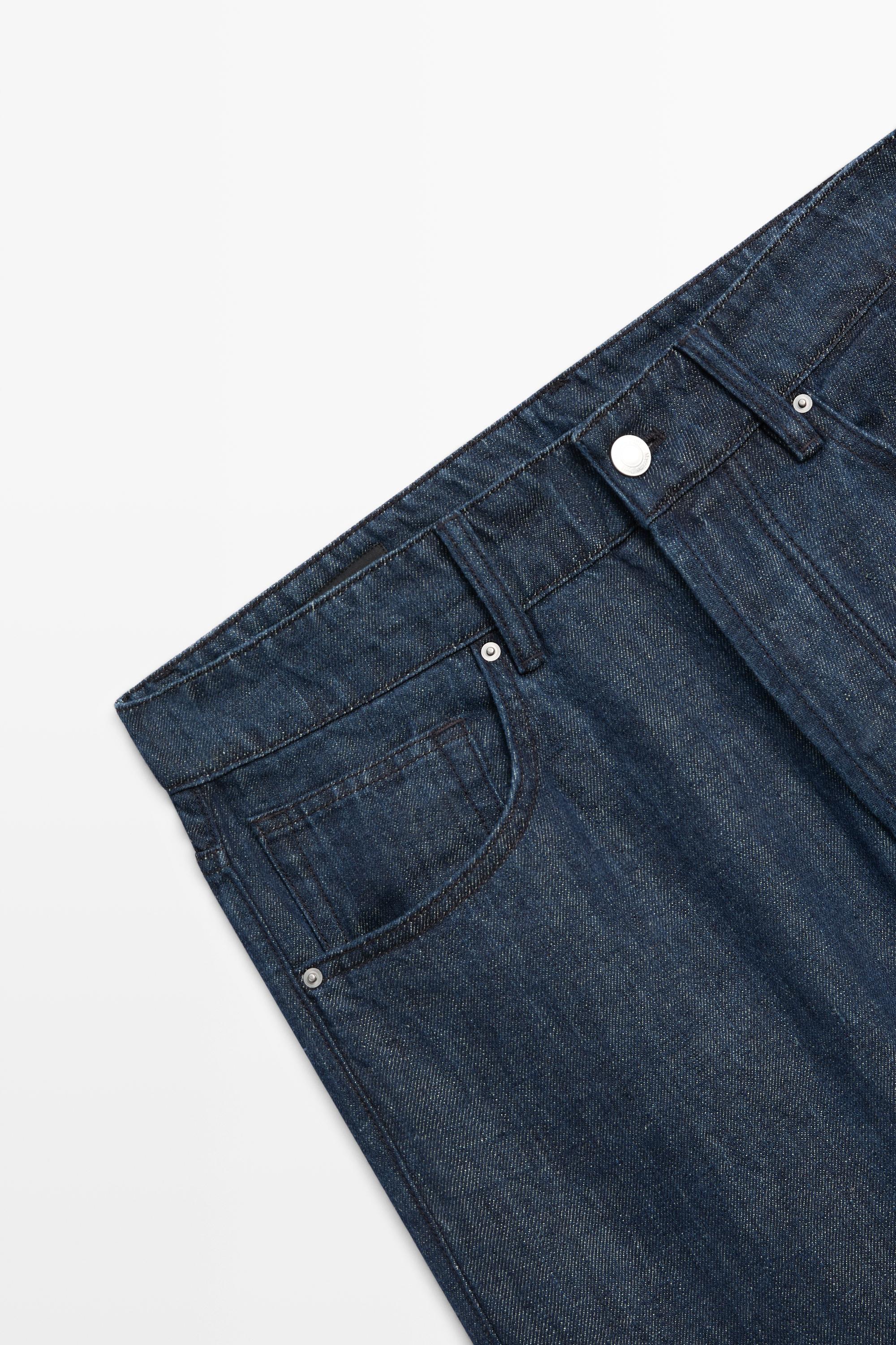 100% linen wide-leg jeans — Light Blue
