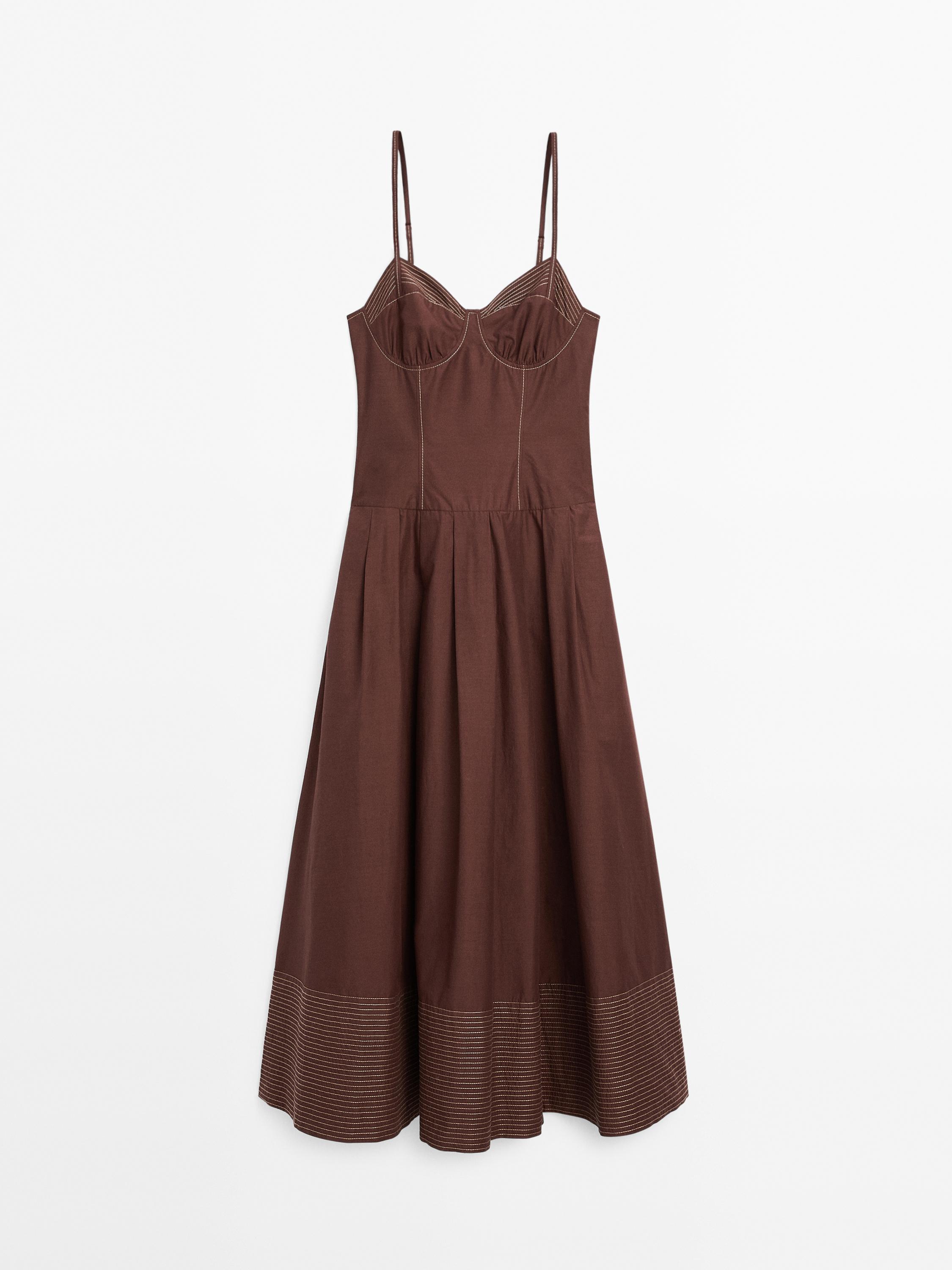 Bodice dress with contrast seams