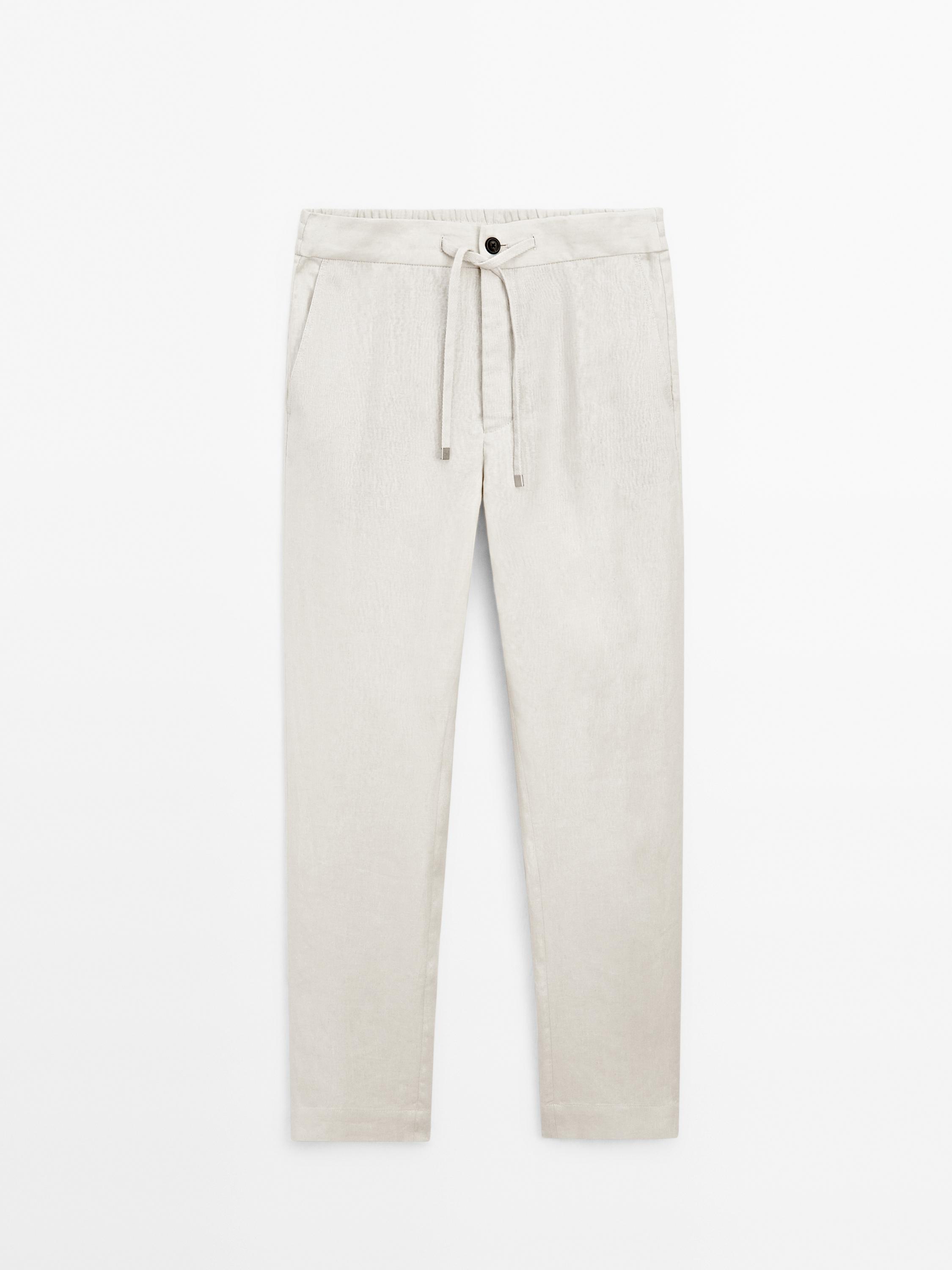 100% linen jogger trousers