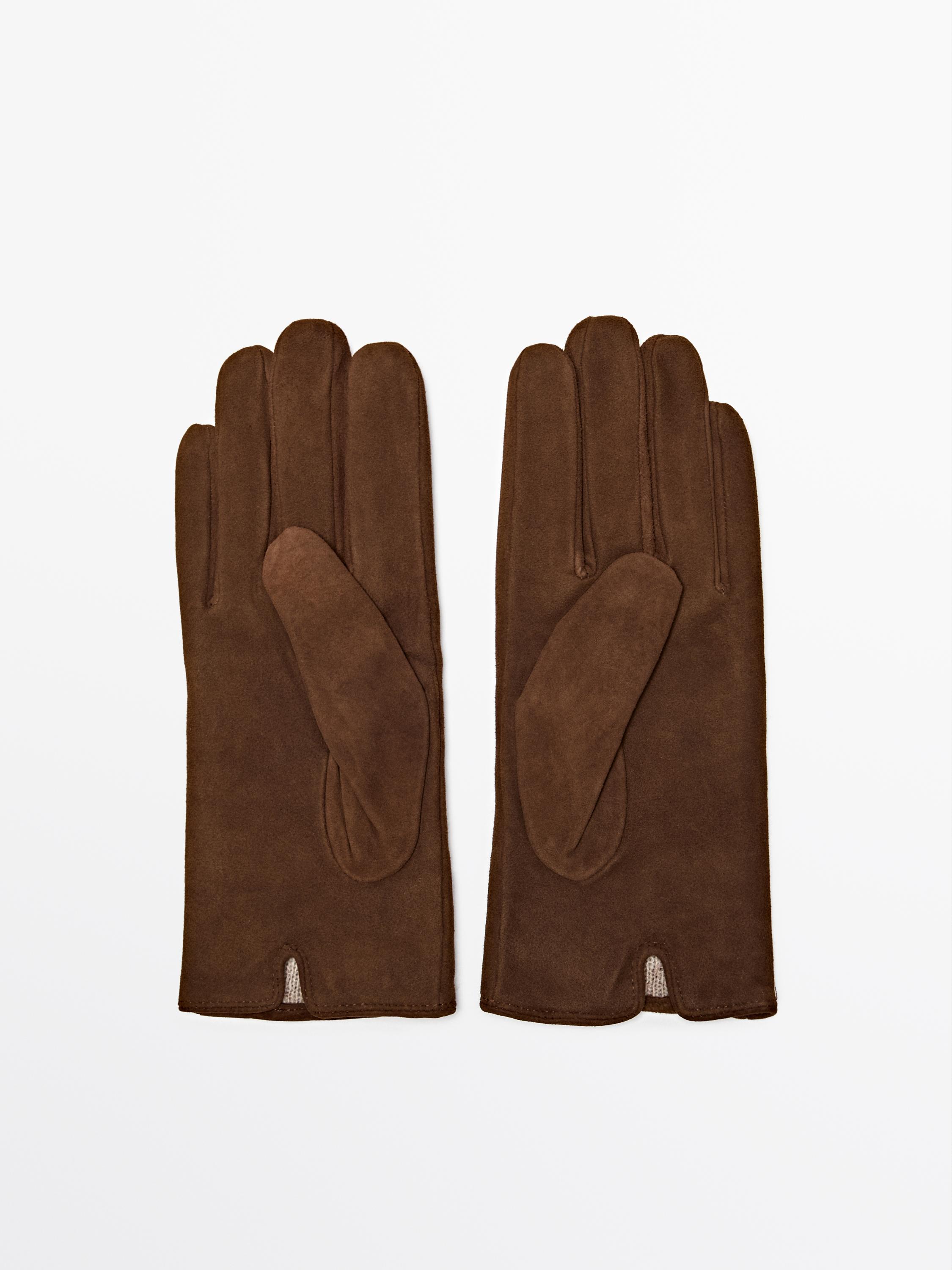 Suede leather gloves