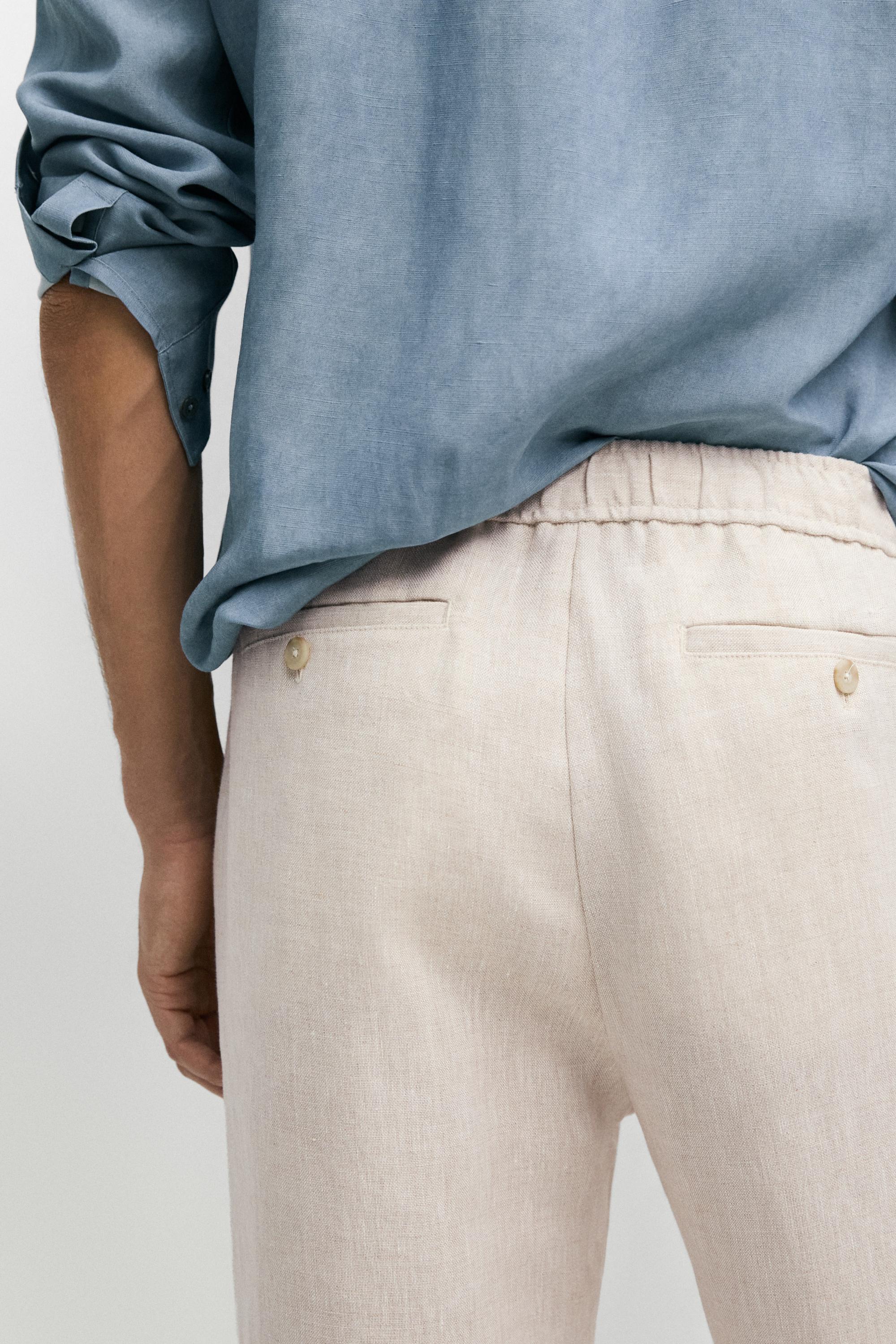 100% linen jogger fit pants — CREAM