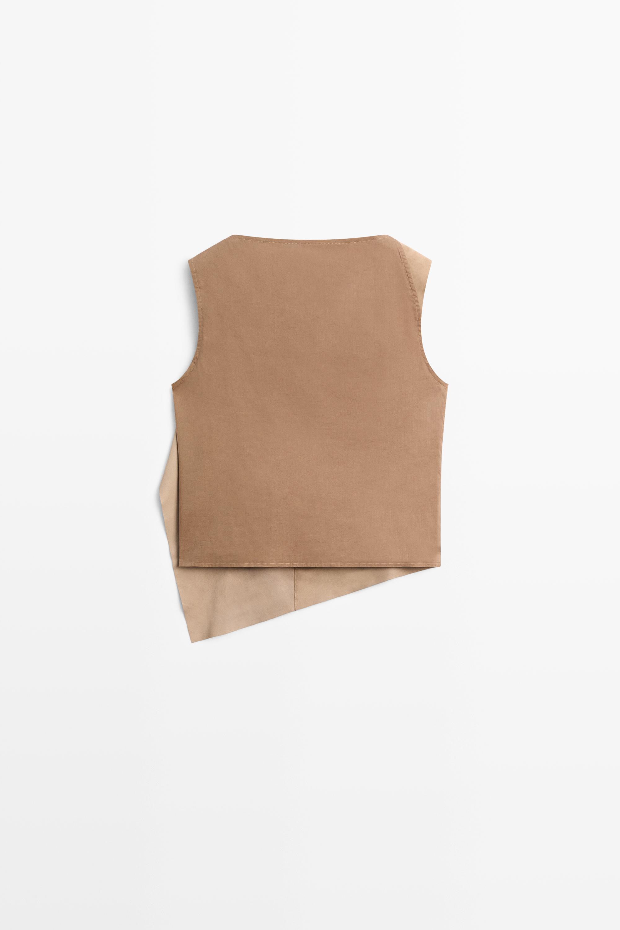 Asymmetric suede top - STUDIO — STONE