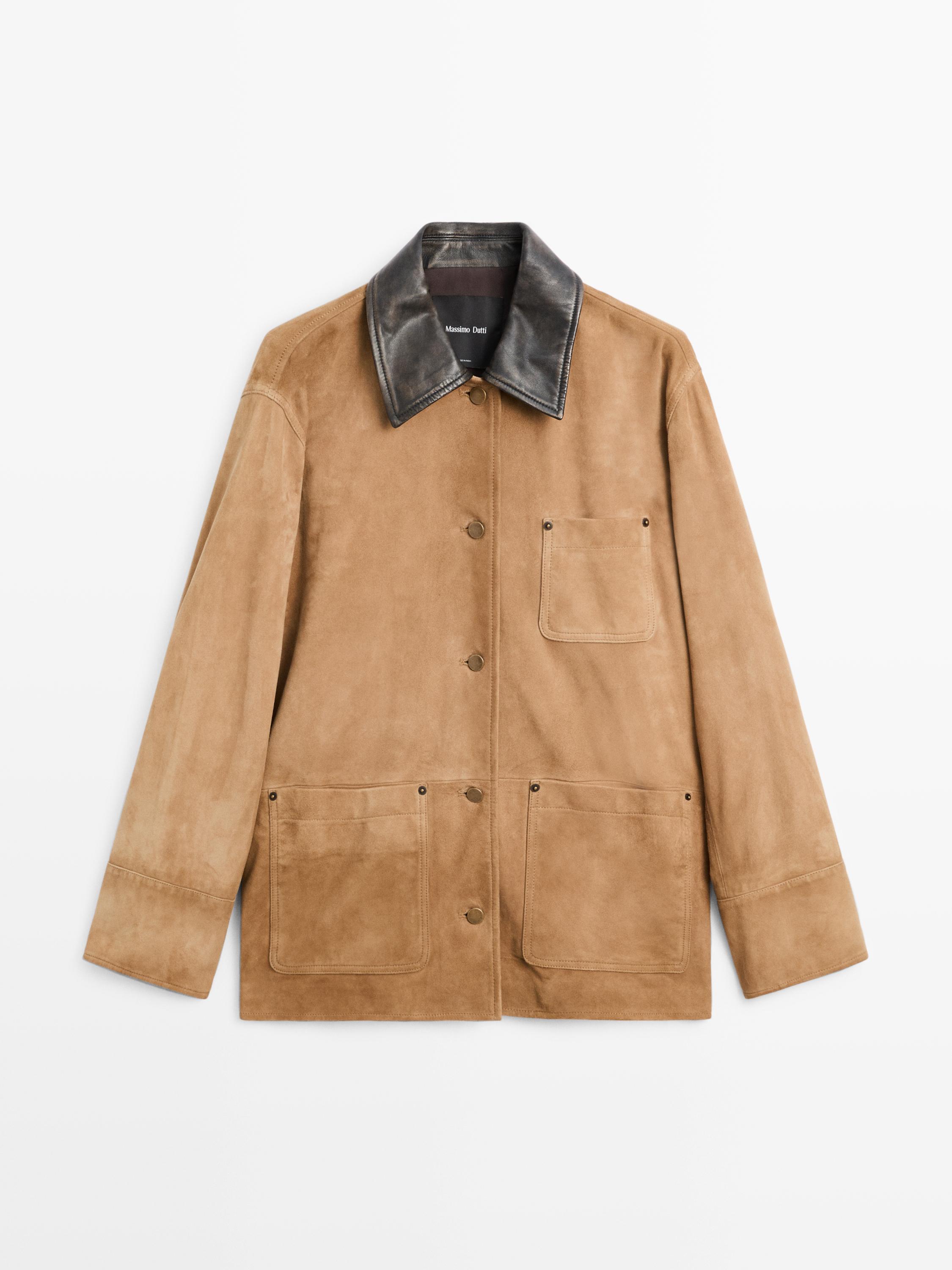 Wildlederjacke mit Kragen aus Nappaleder