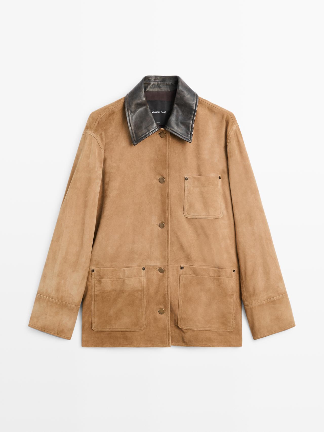 Massimo Dutti - Dame - Jakke I Ruskind Med Krave - Brændt - S