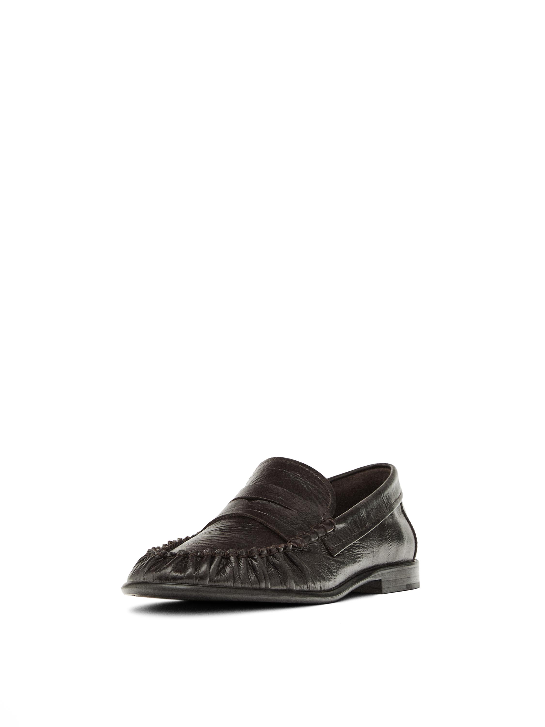 Embossed leather loafers — BROWN