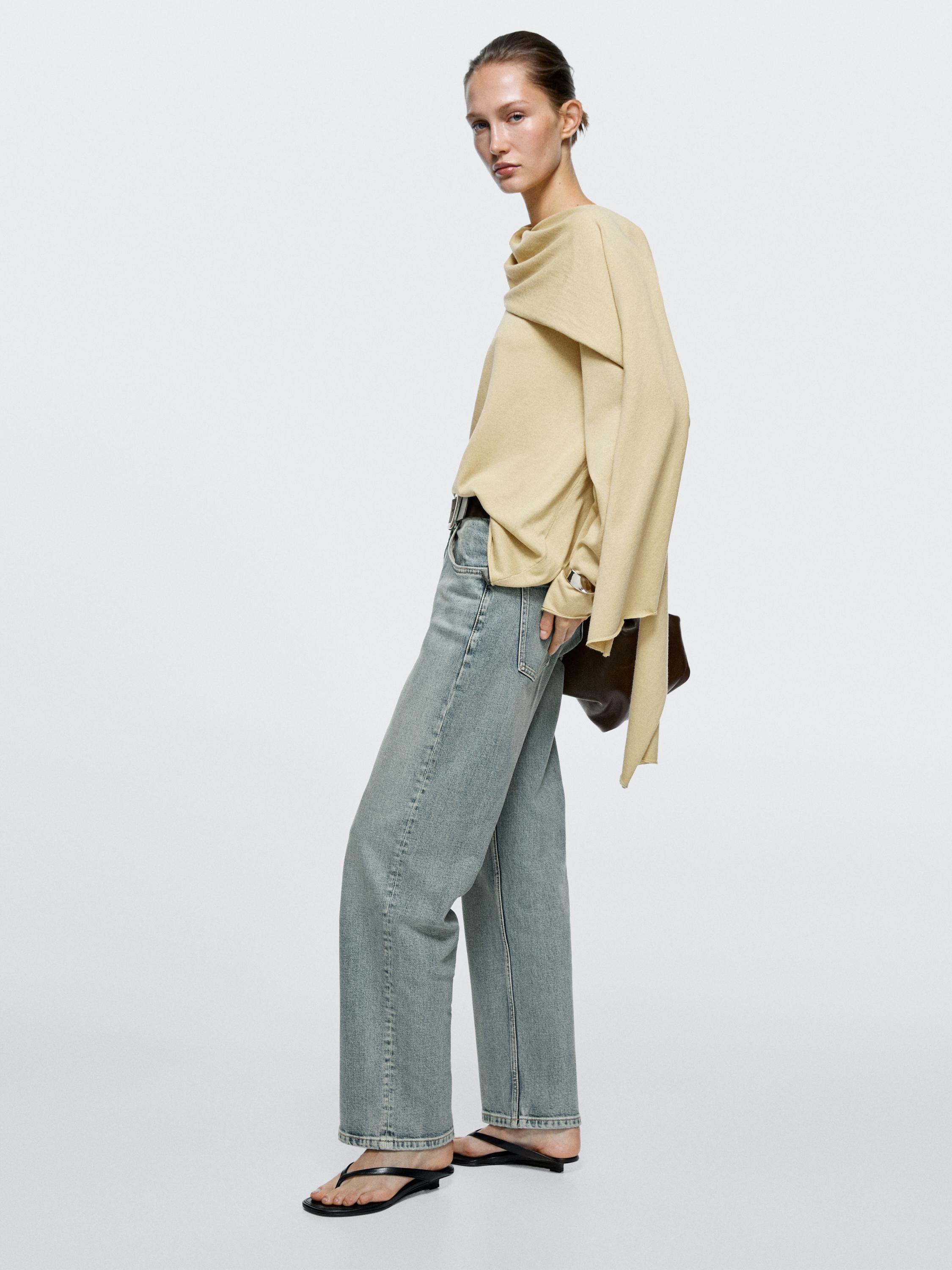 Mid waist jeans med straight fit