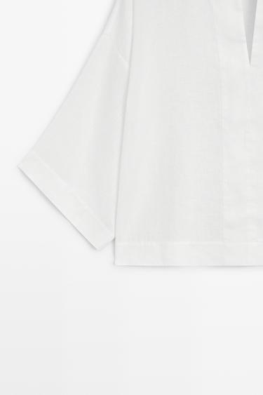 100% linen polo collar shirt — WHITE 7