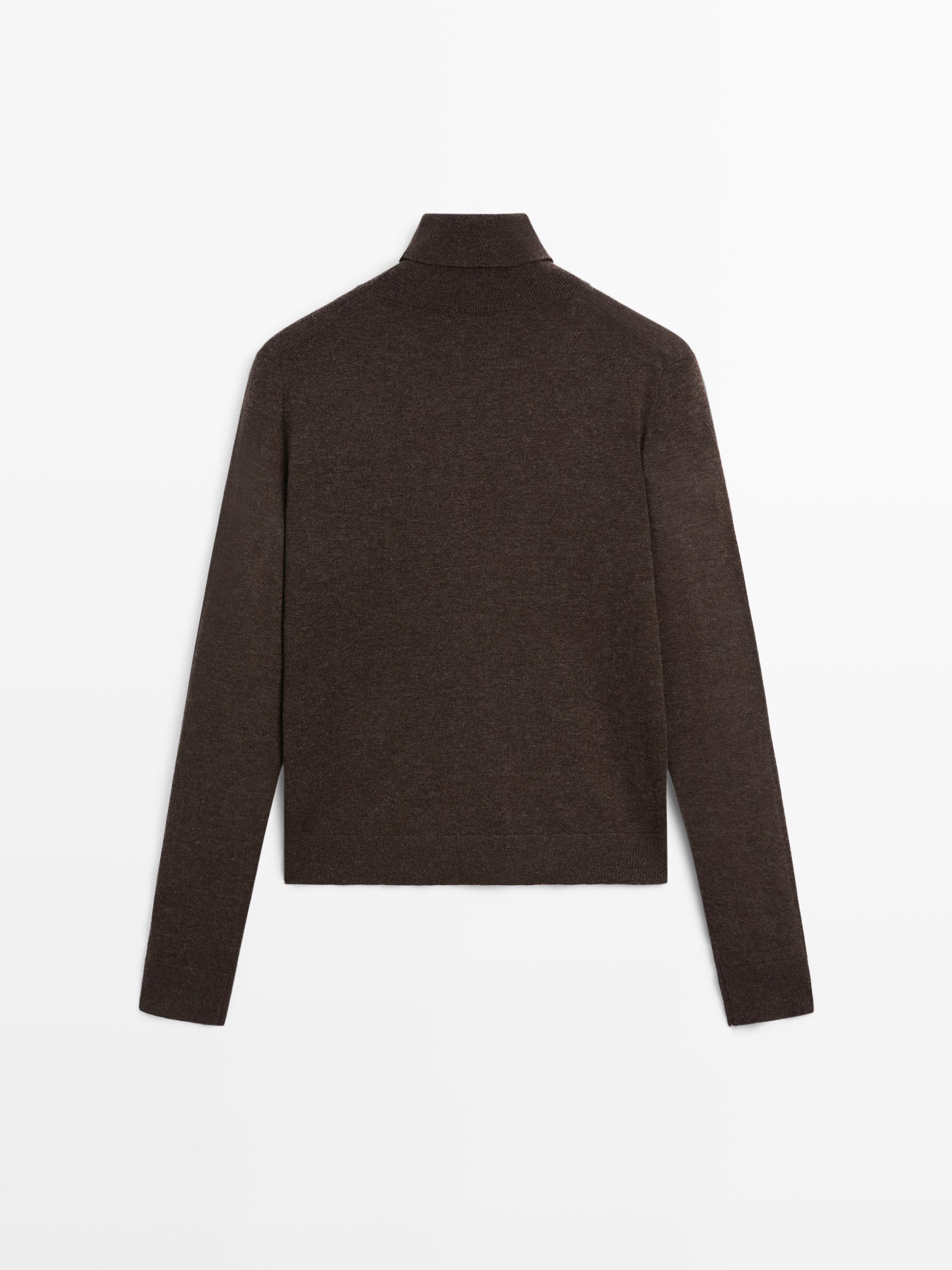 High neck wool blend sweater