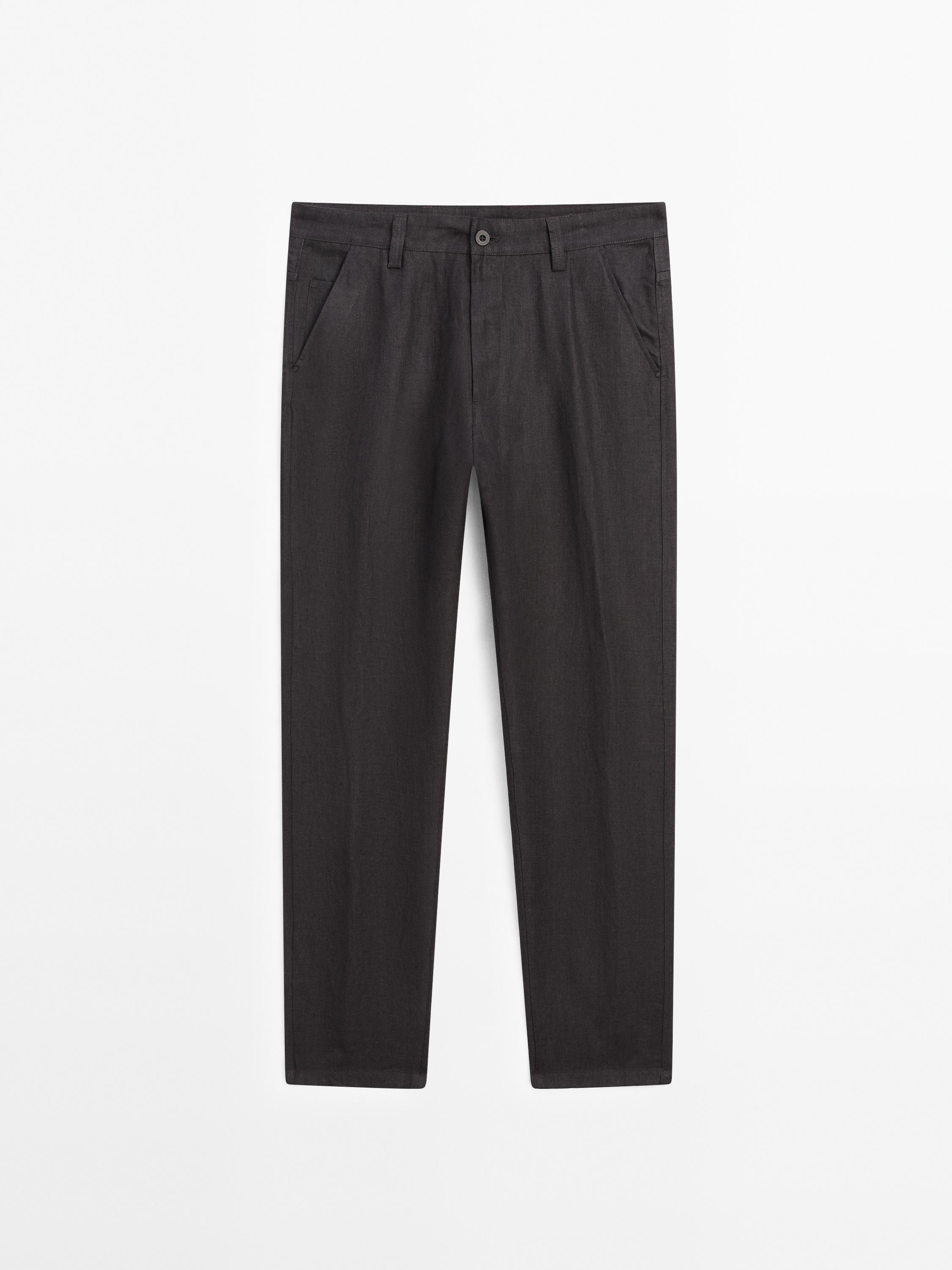 Relaxed fit linen denim trousers