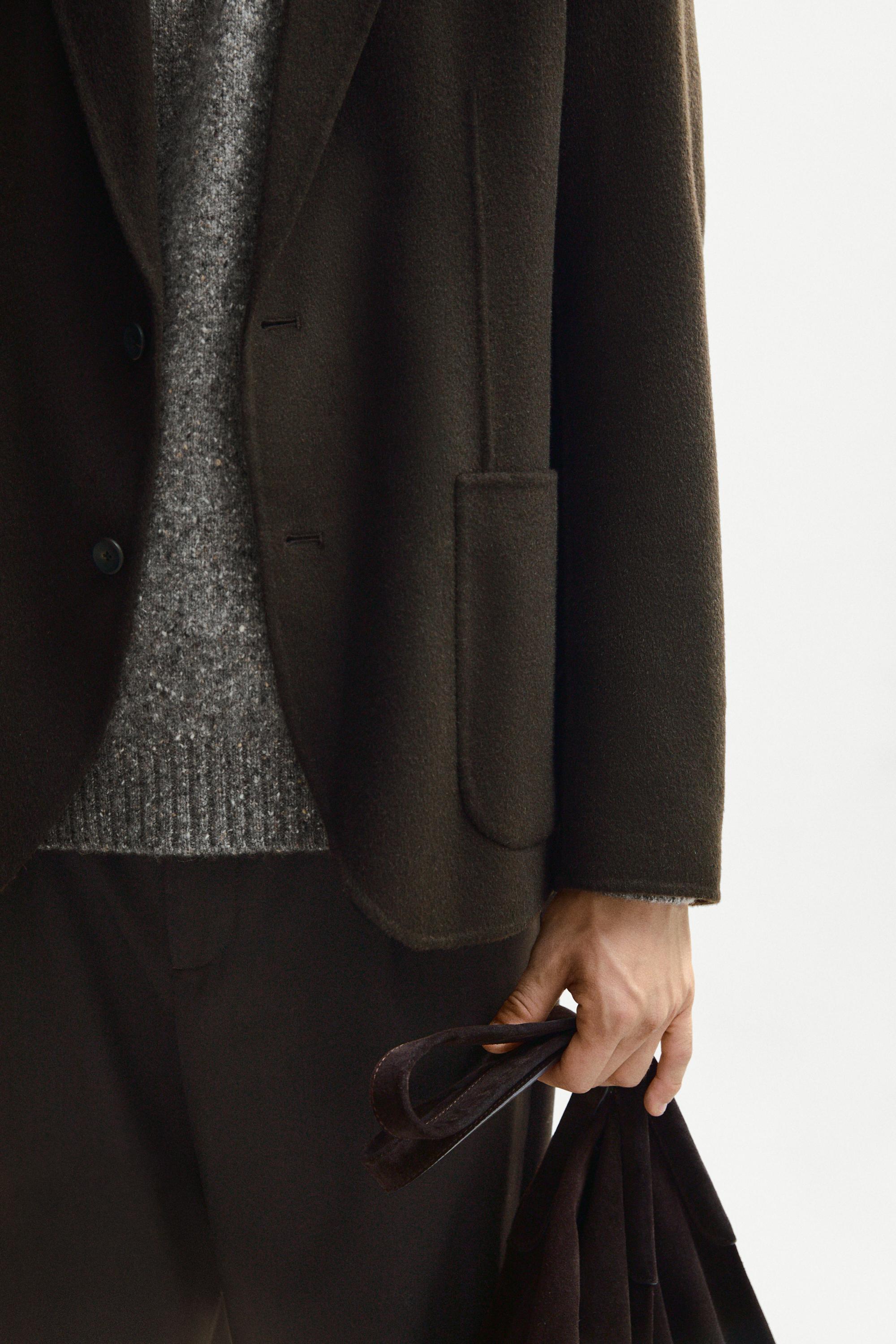 Double-layer wool blend blazer — Chocolate
