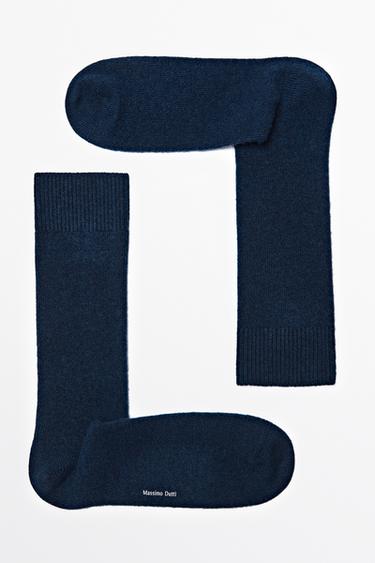 Plain knit wool socks — NAVY BLUE 5