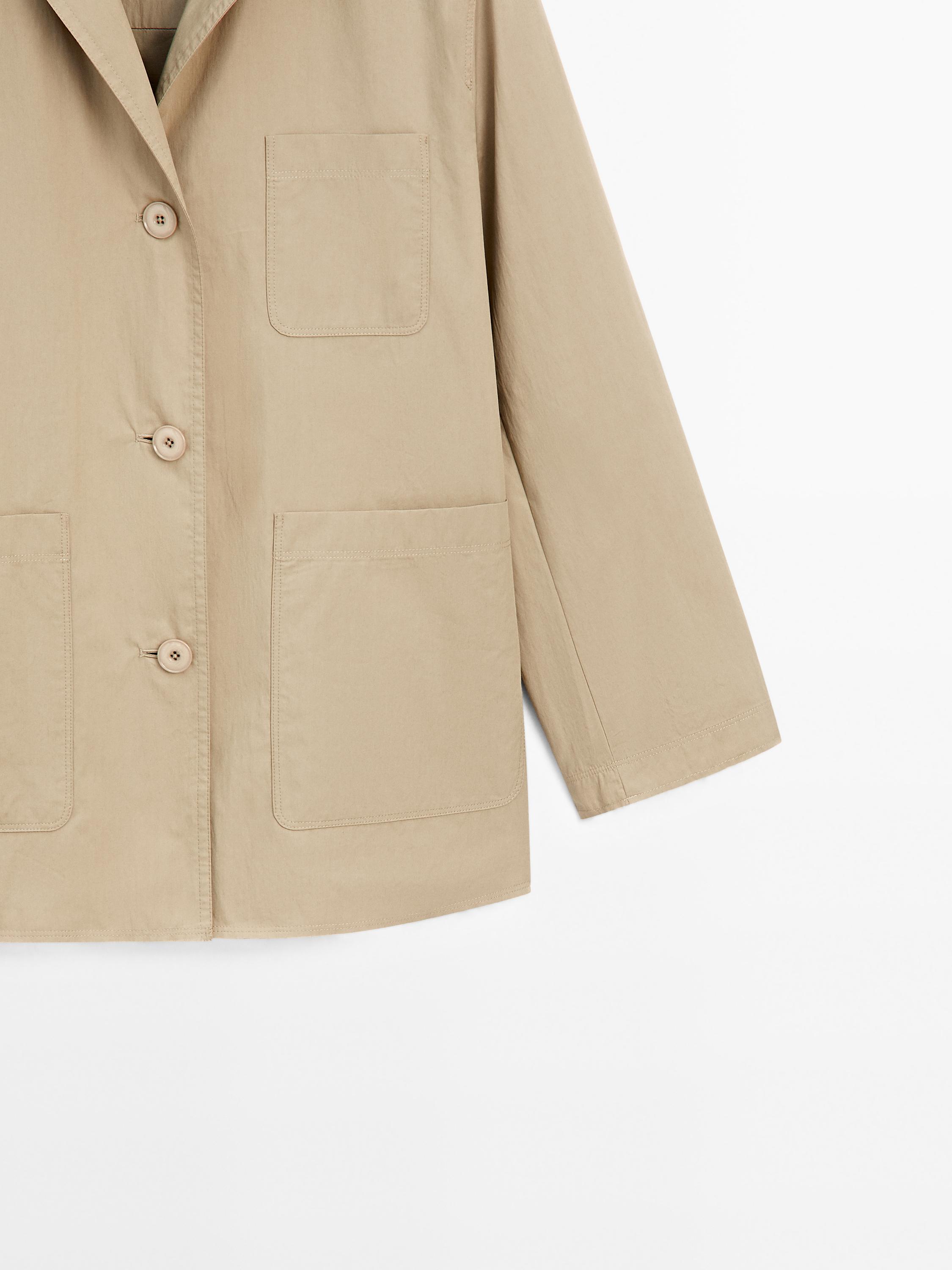 Cotton blend blazer with pockets