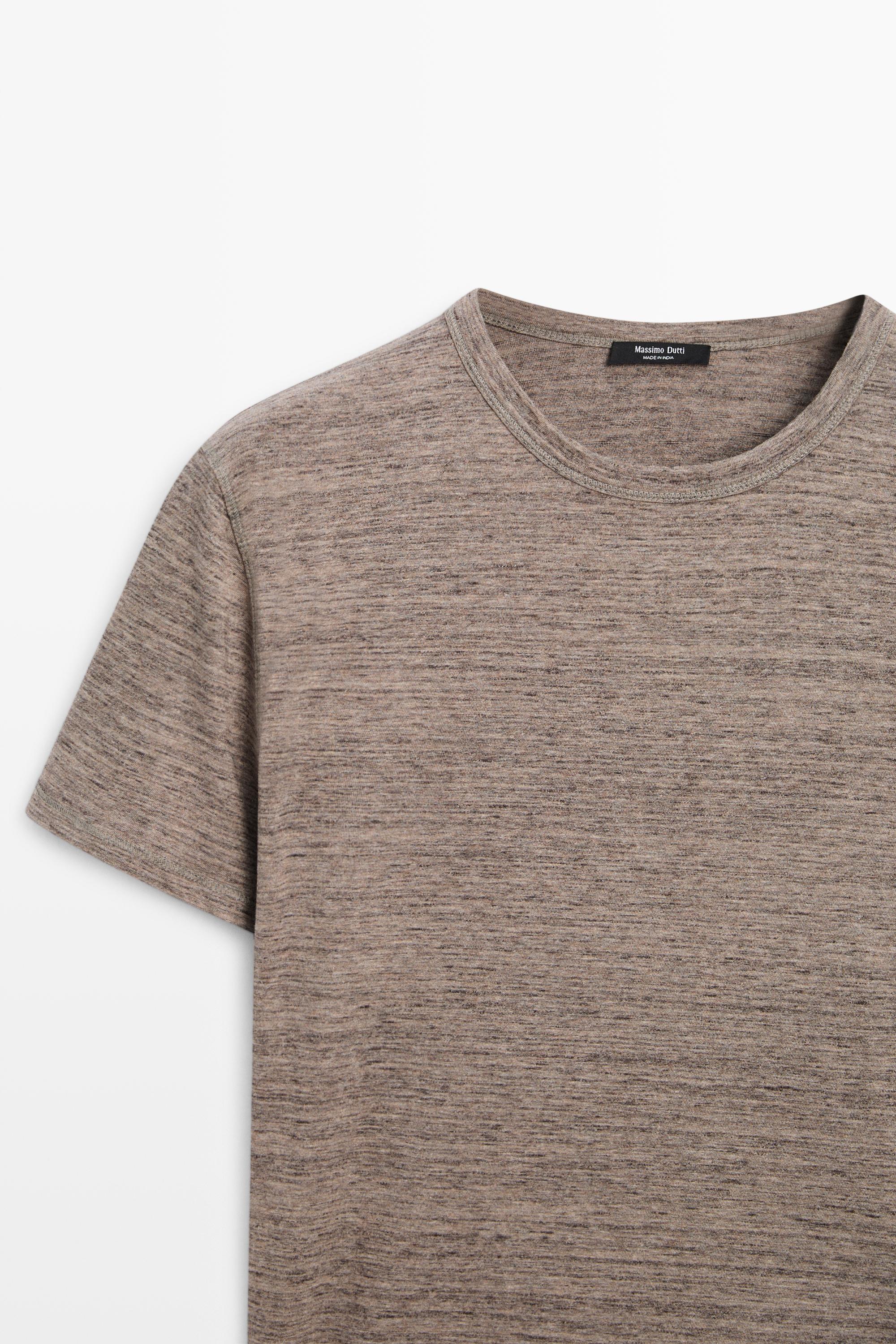 100% cotton short-sleeve T-shirt — BROWN MARL