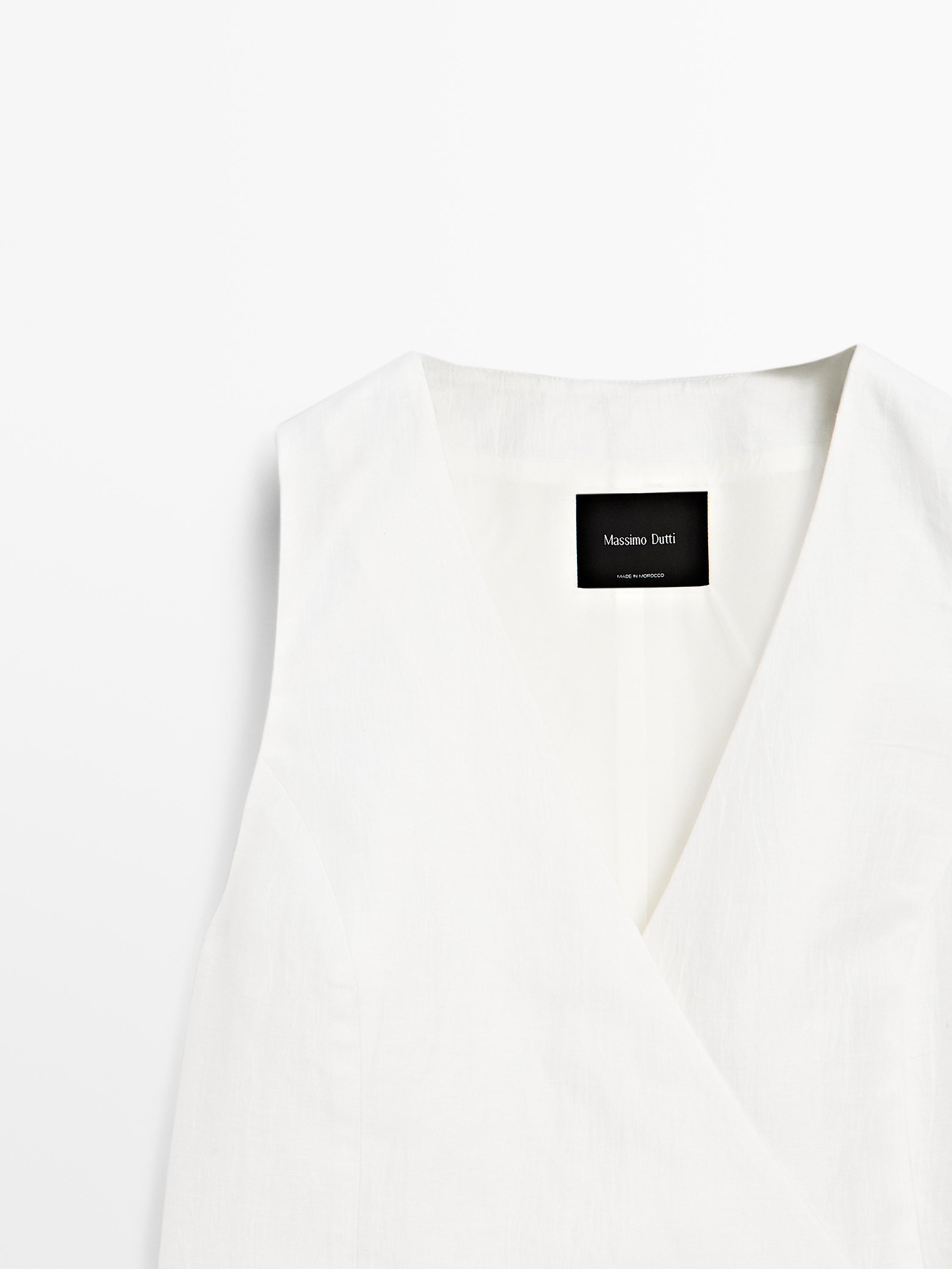 Linen blend waistcoat with tie detail