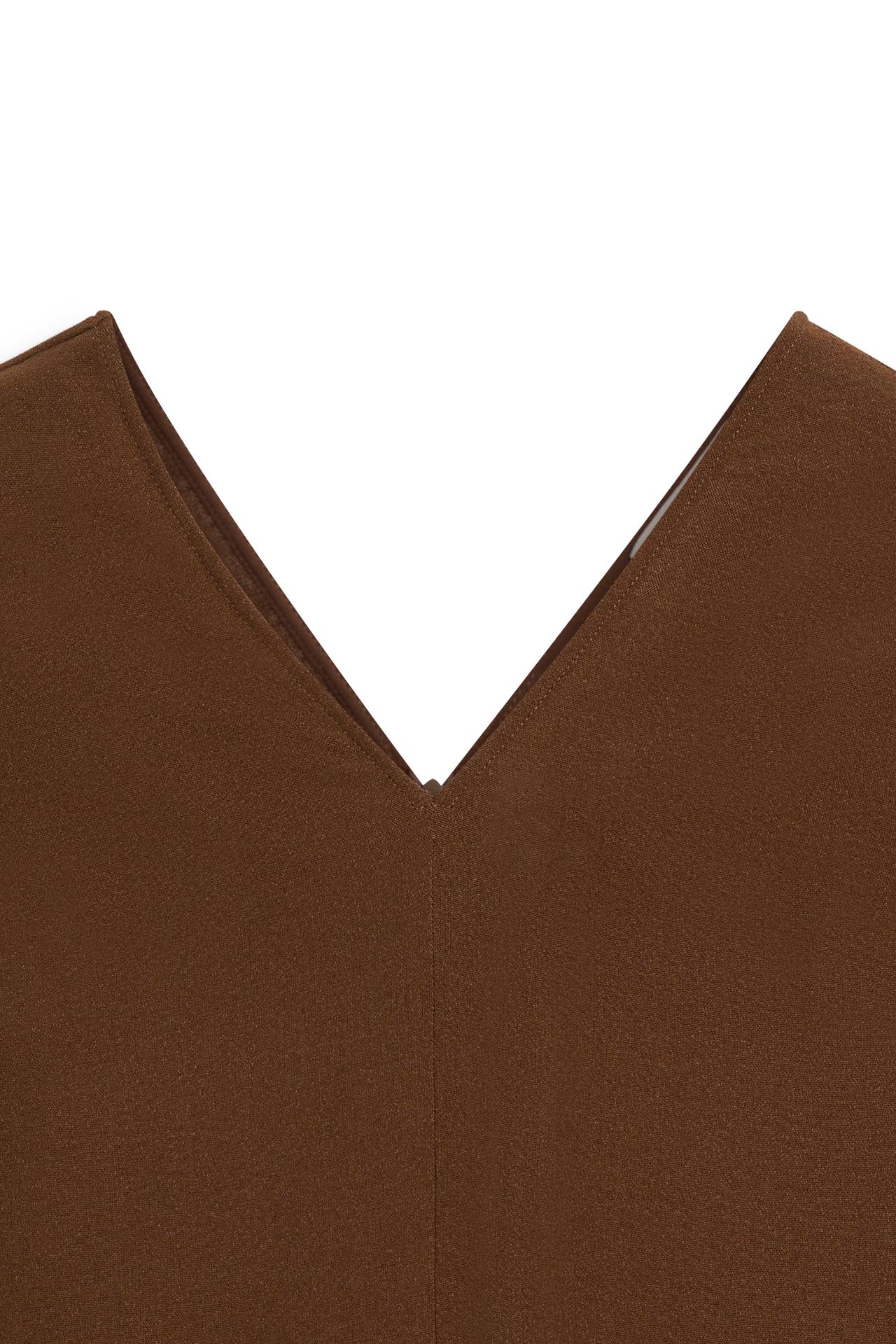Stretch long sleeve v-neck top - LIMITED EDITION — Tobacco brown