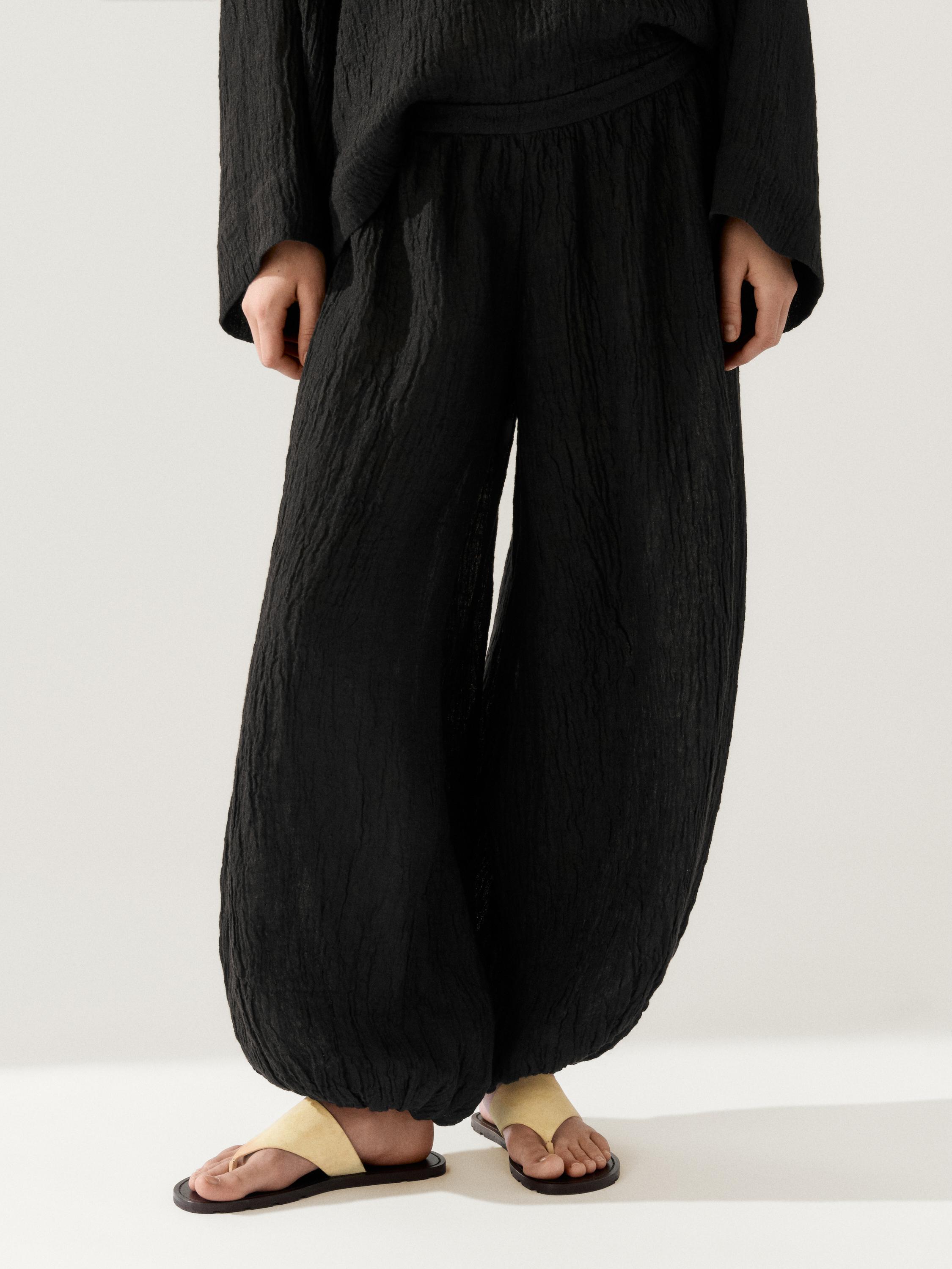Linen sarouel trousers — BLACK