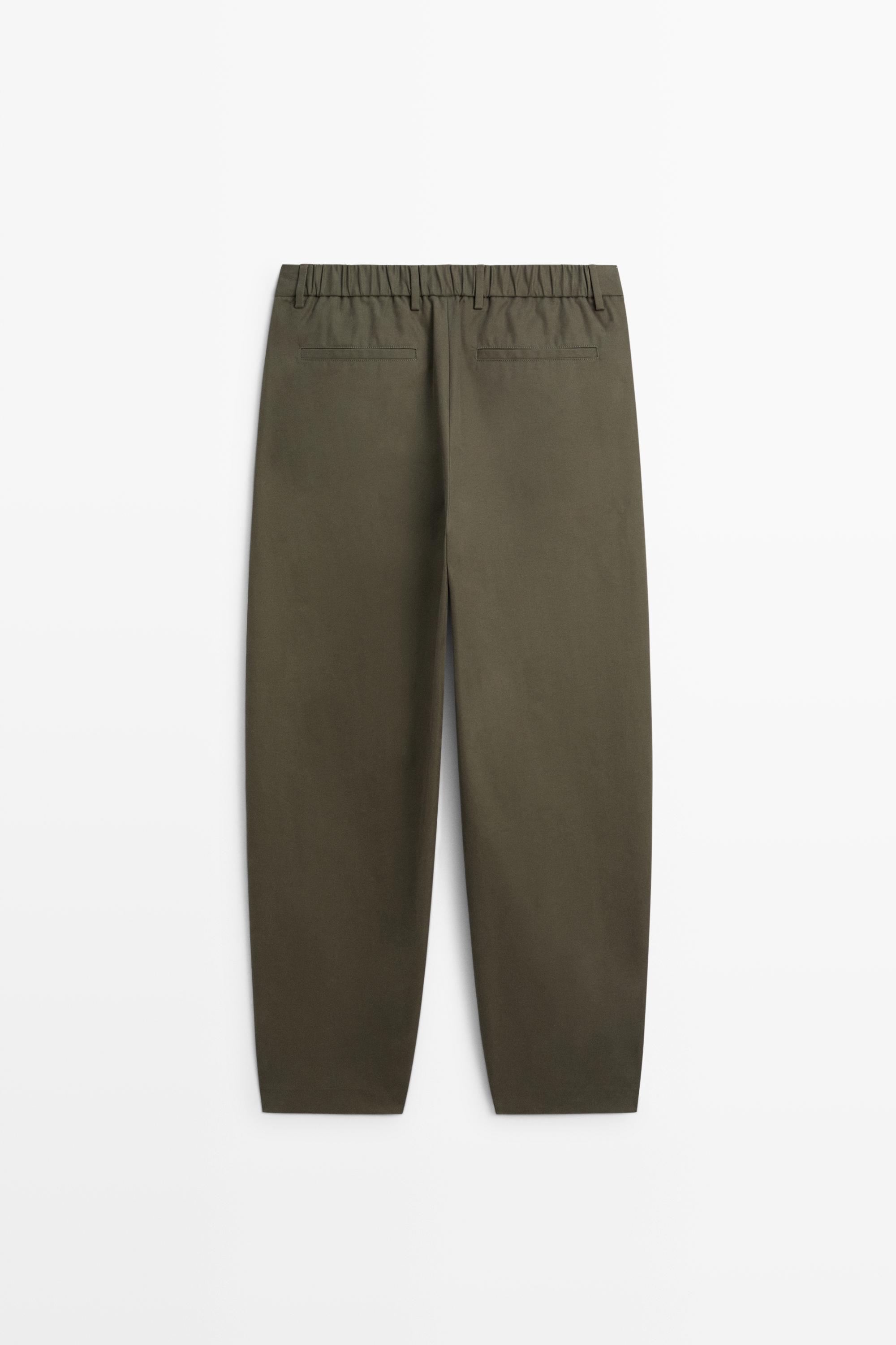 100% cotton pants with double pleats — GREEN