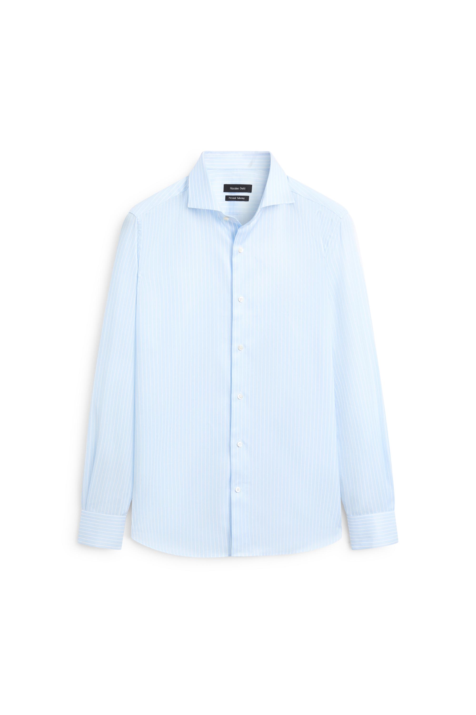 Slim fit striped 100% cotton shirt — SKY BLUE