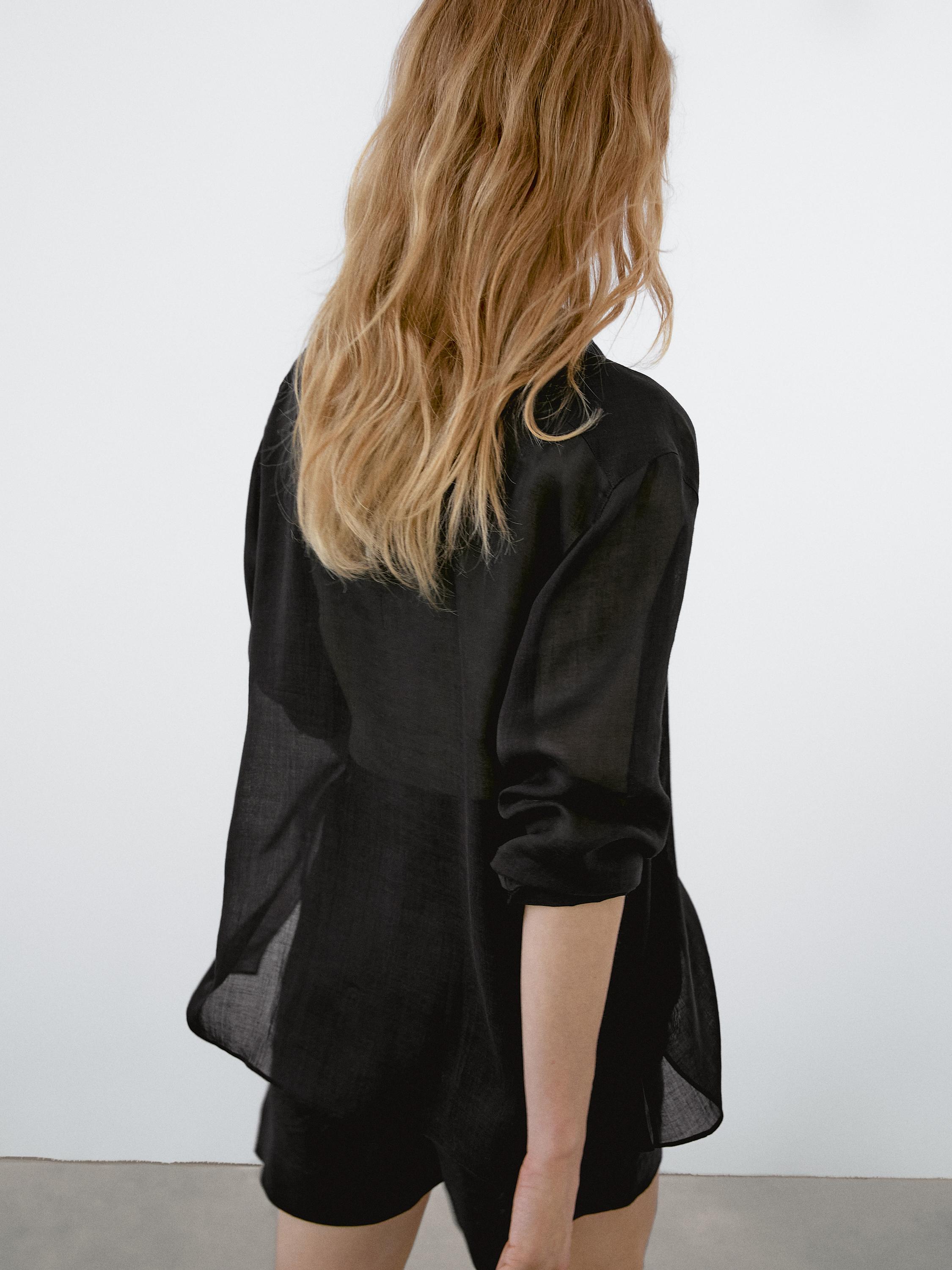 Lightweight ramie blend shirt with pintucks