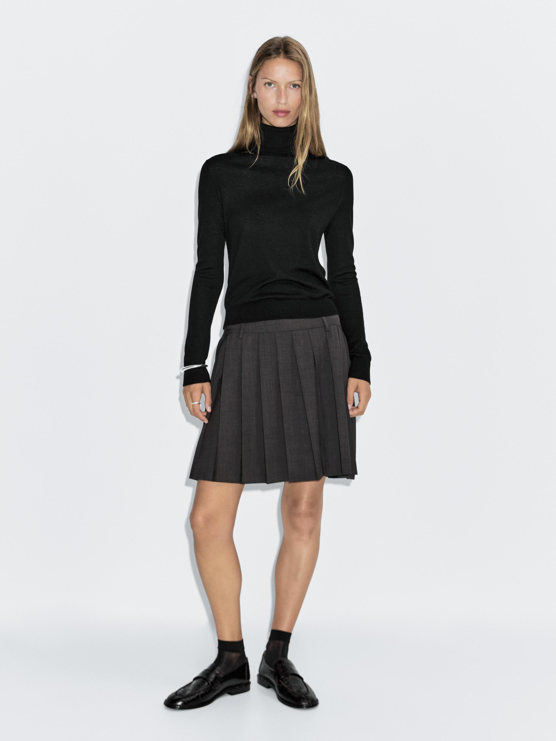 High neck wool blend sweater