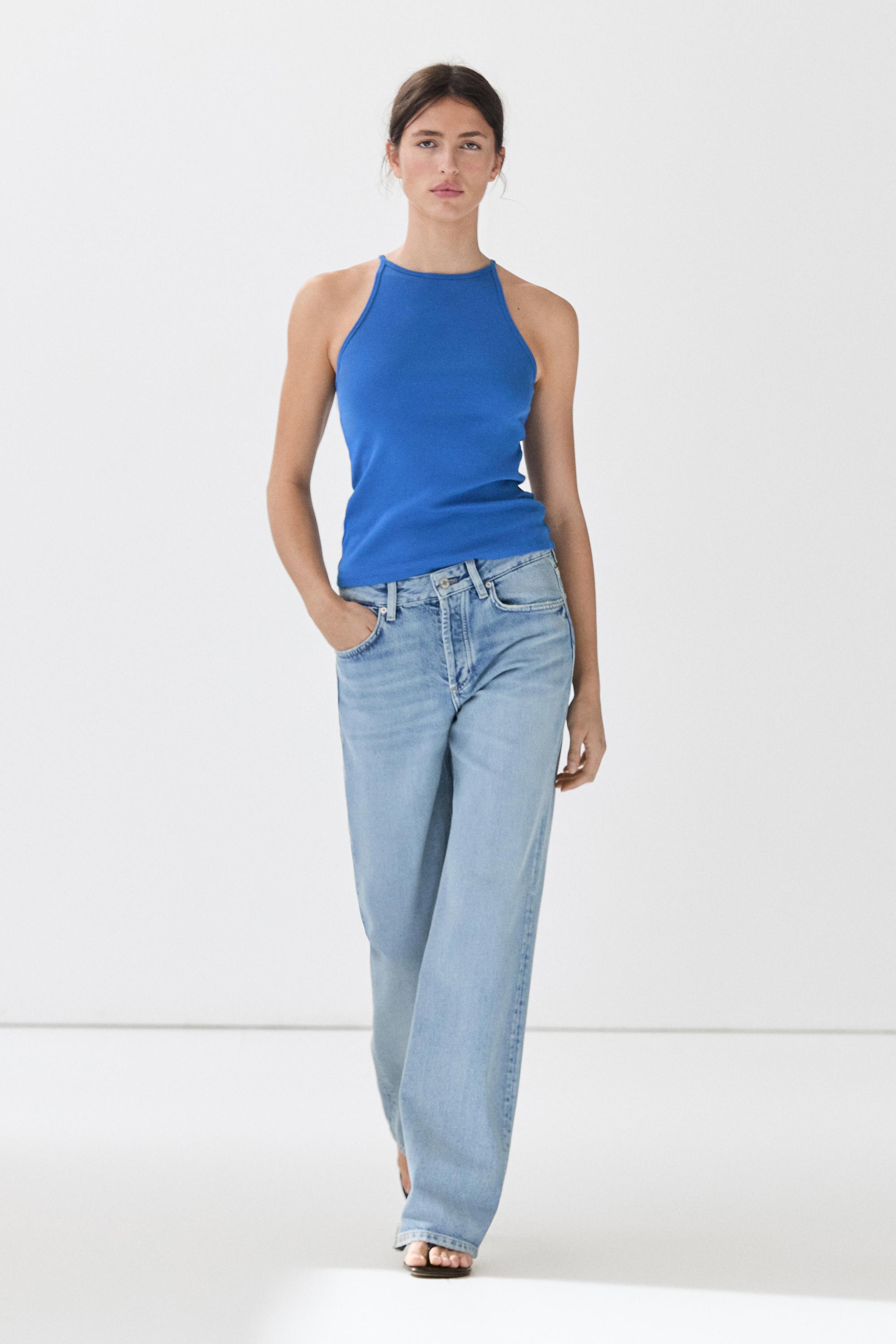 Top halter em mistura de algodão