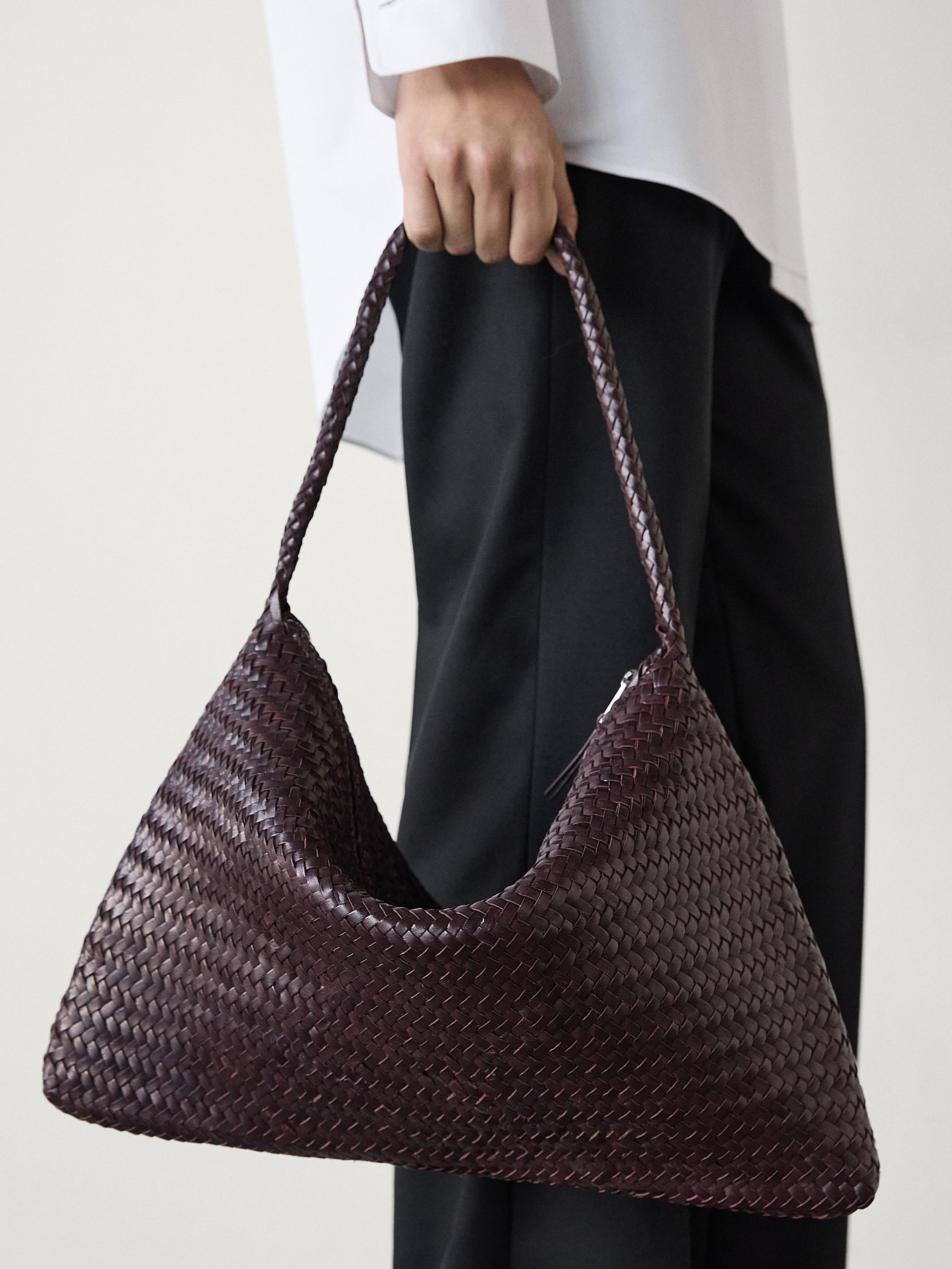 Braided nappa leather bag