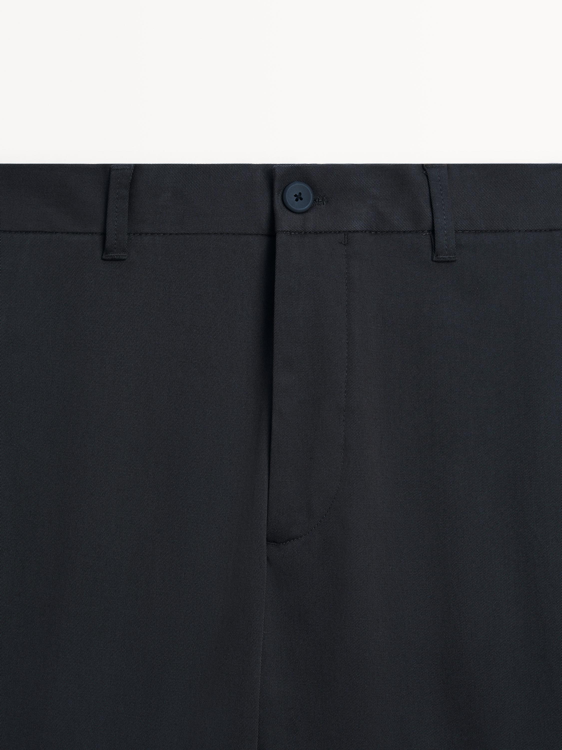 Cotton blend tapered fit trousers