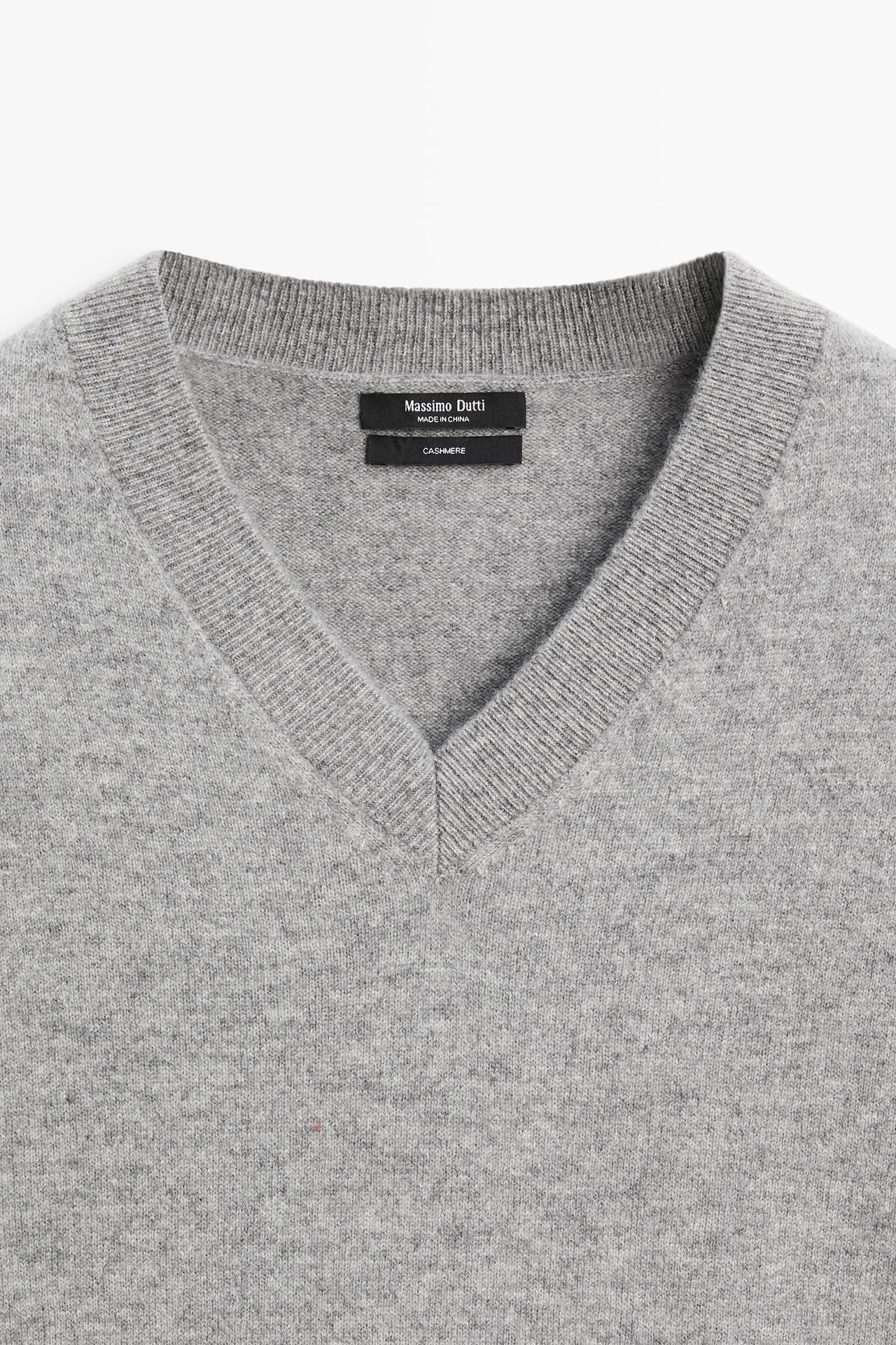 100% cashmere knit sweater — GREY MARL