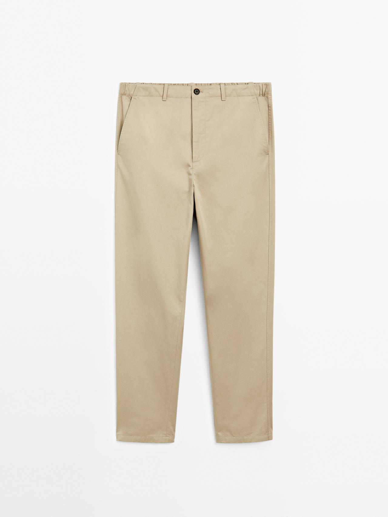 Massimo Dutti - Herre - Bukser Med Påsyet Lomme - Beige - L