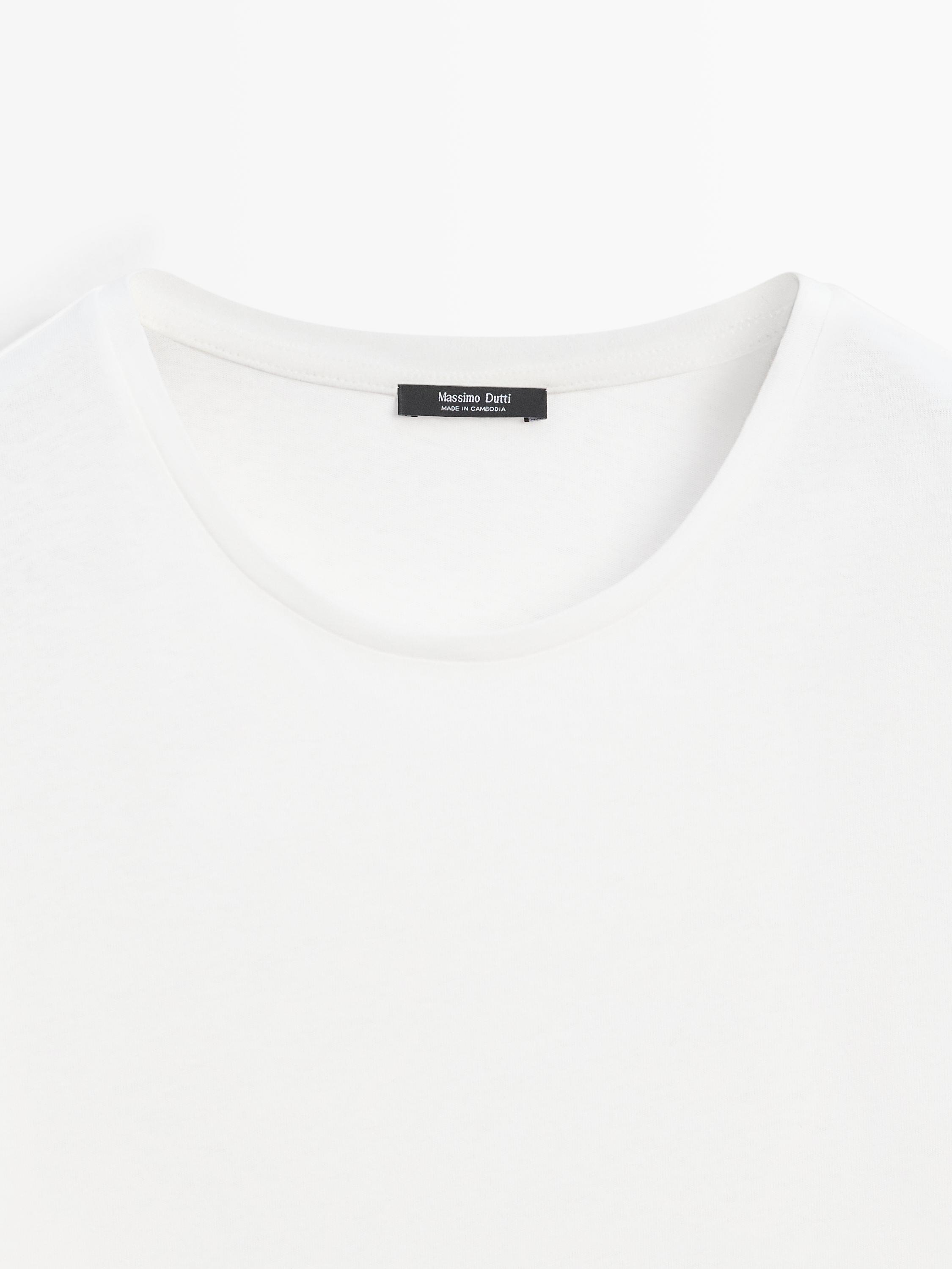 Short sleeve linen and cotton T-shirt — Off white