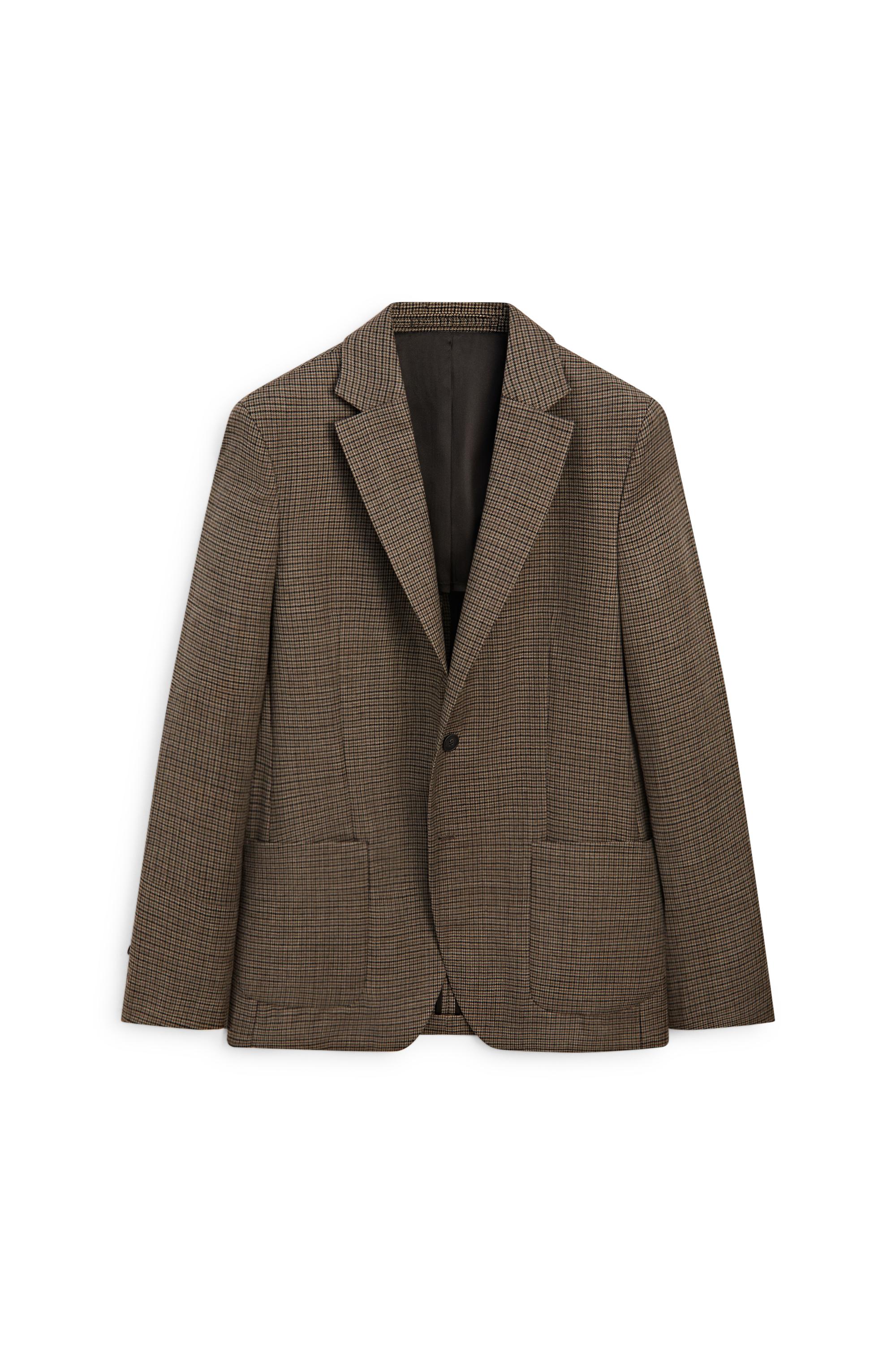 100% wool houndstooth blazer — BEIGE MARL