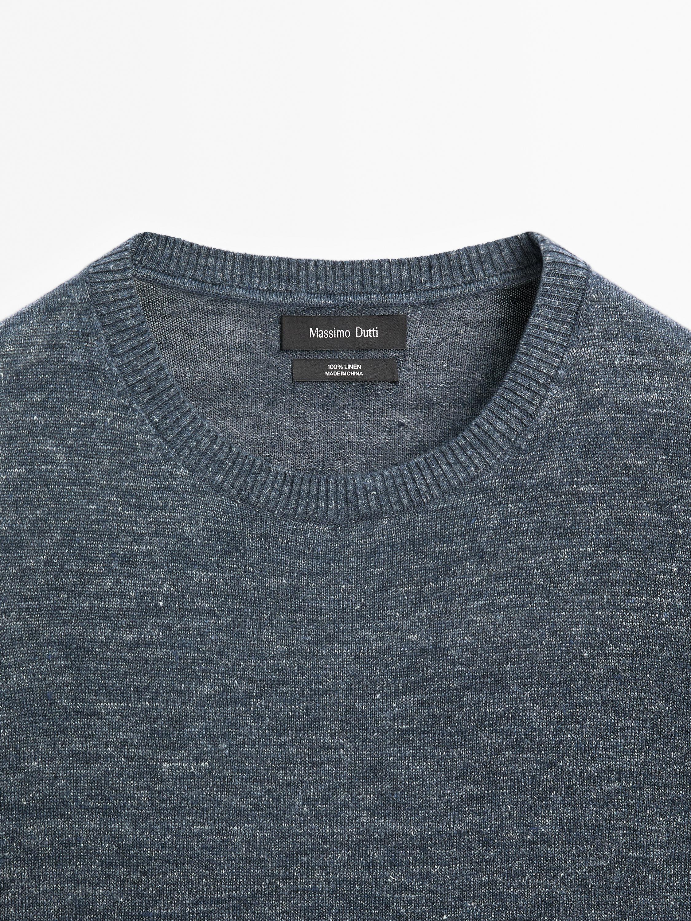 100% linen short sleeve knit sweater