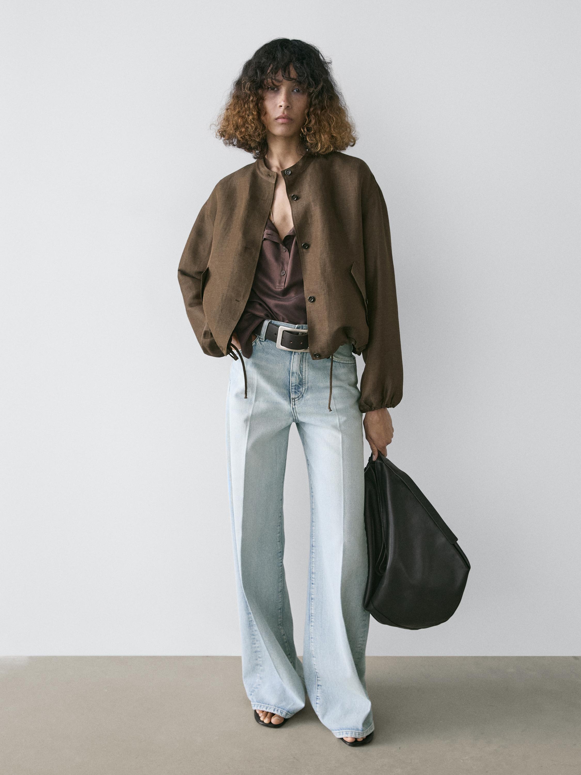 Linen and silk bomber jacket