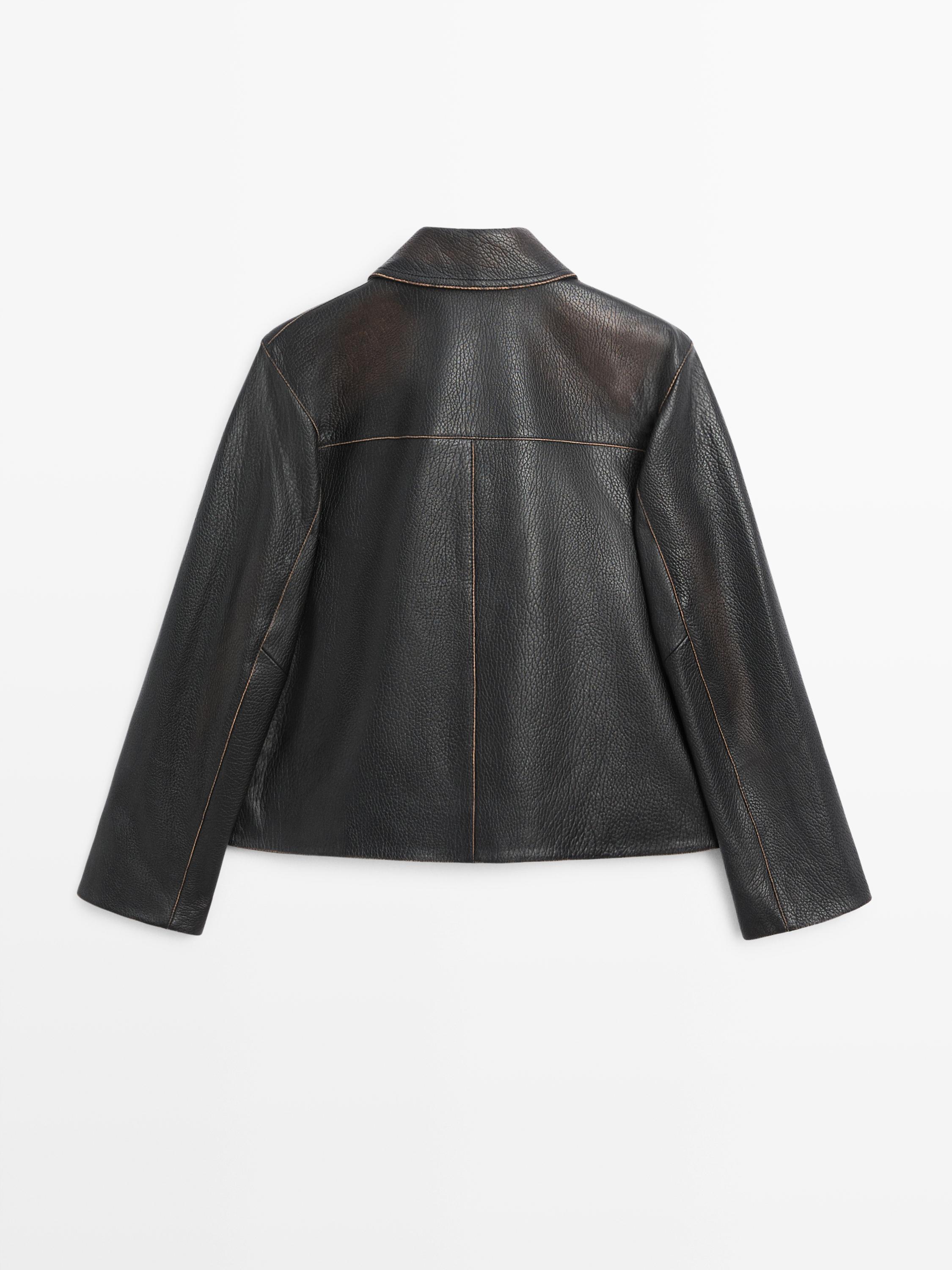 Short nappa leather jacket
