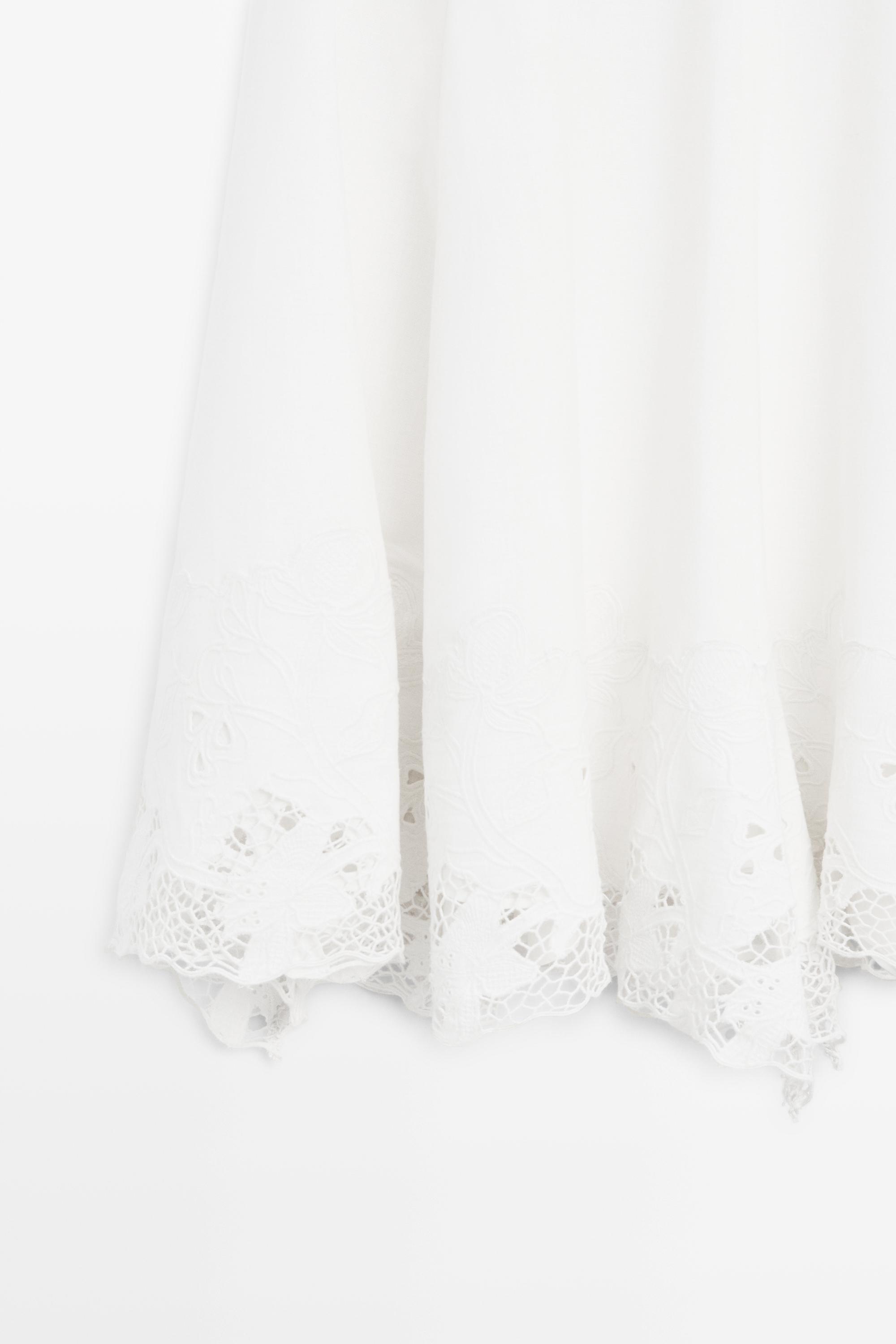 Flared midi skirt with embroidery — WHITE