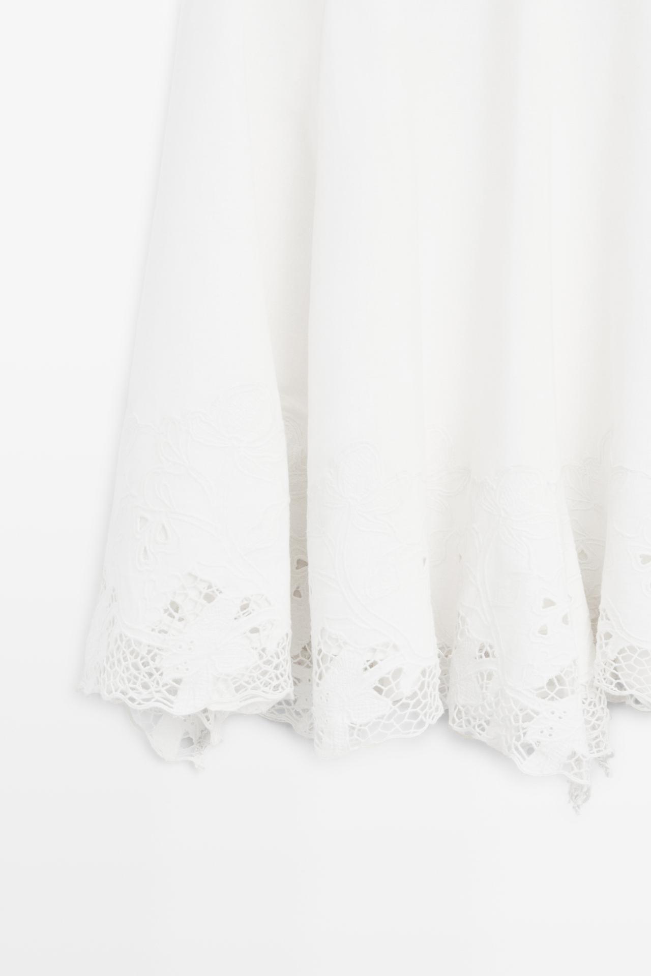 Flared midi skirt with embroidery — WHITE