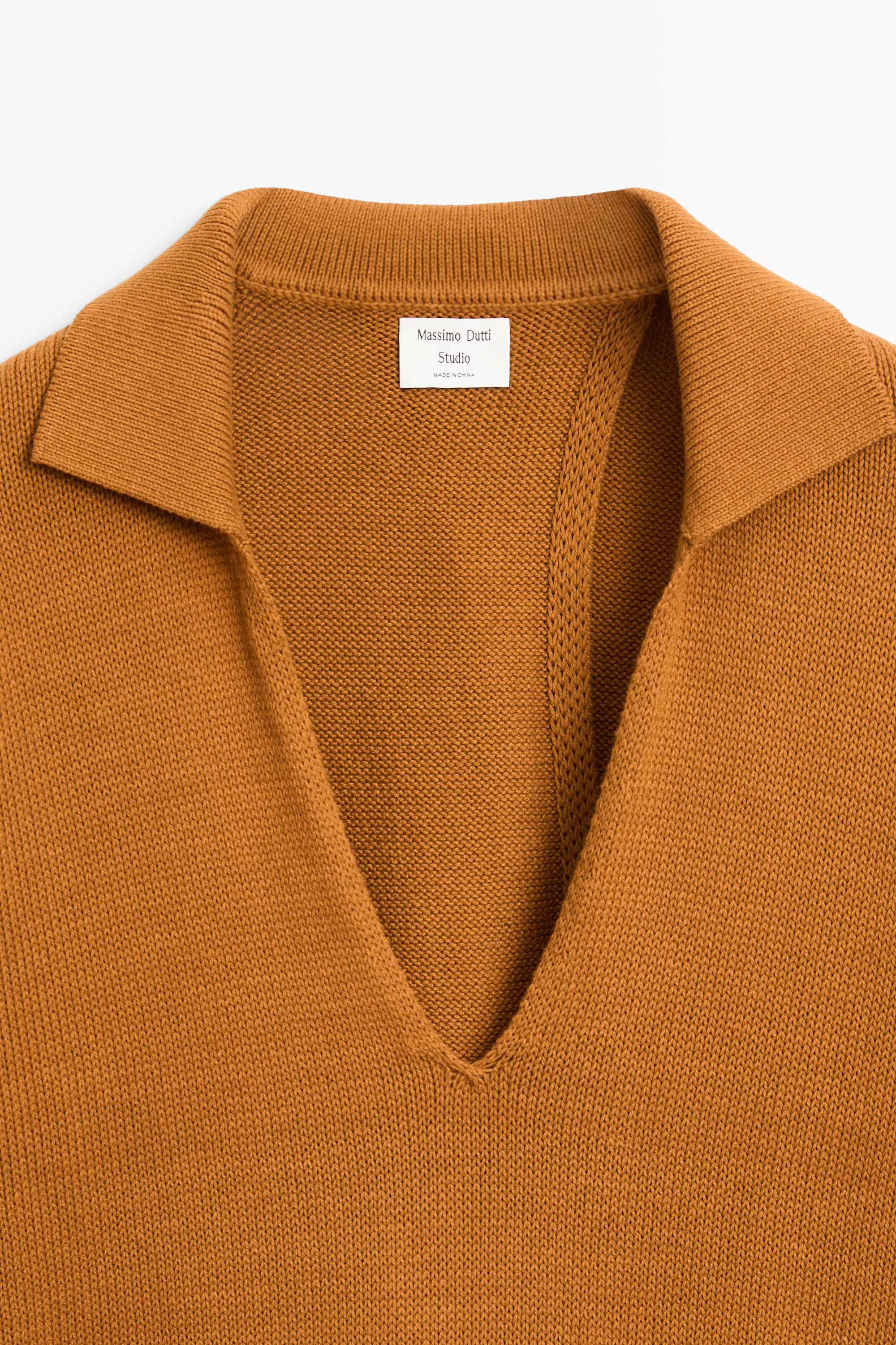 100% Cotton V-Neck Knit Sweater - STUDIO — Washed