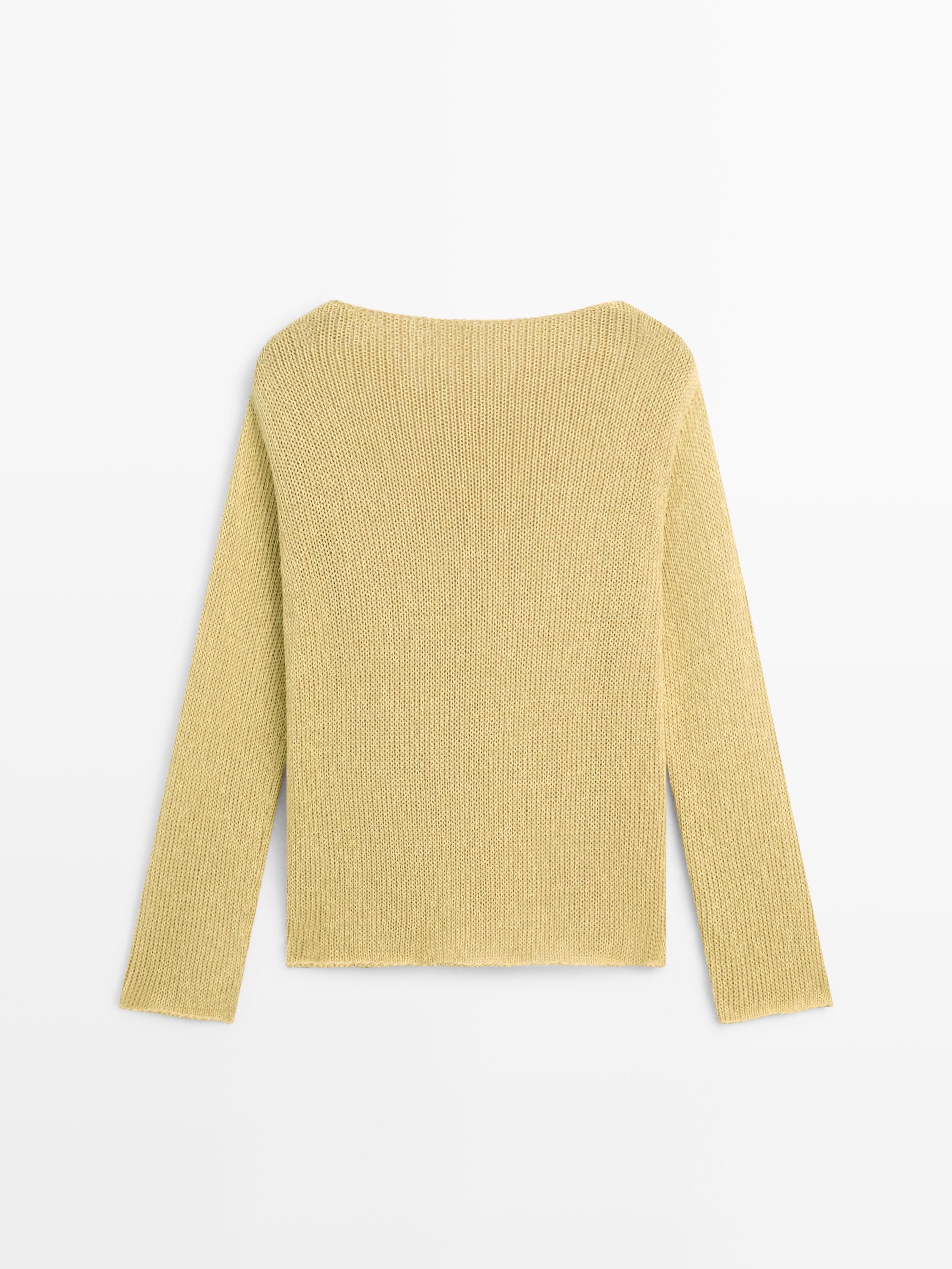 Cotton blend cutwork sweater — LIME