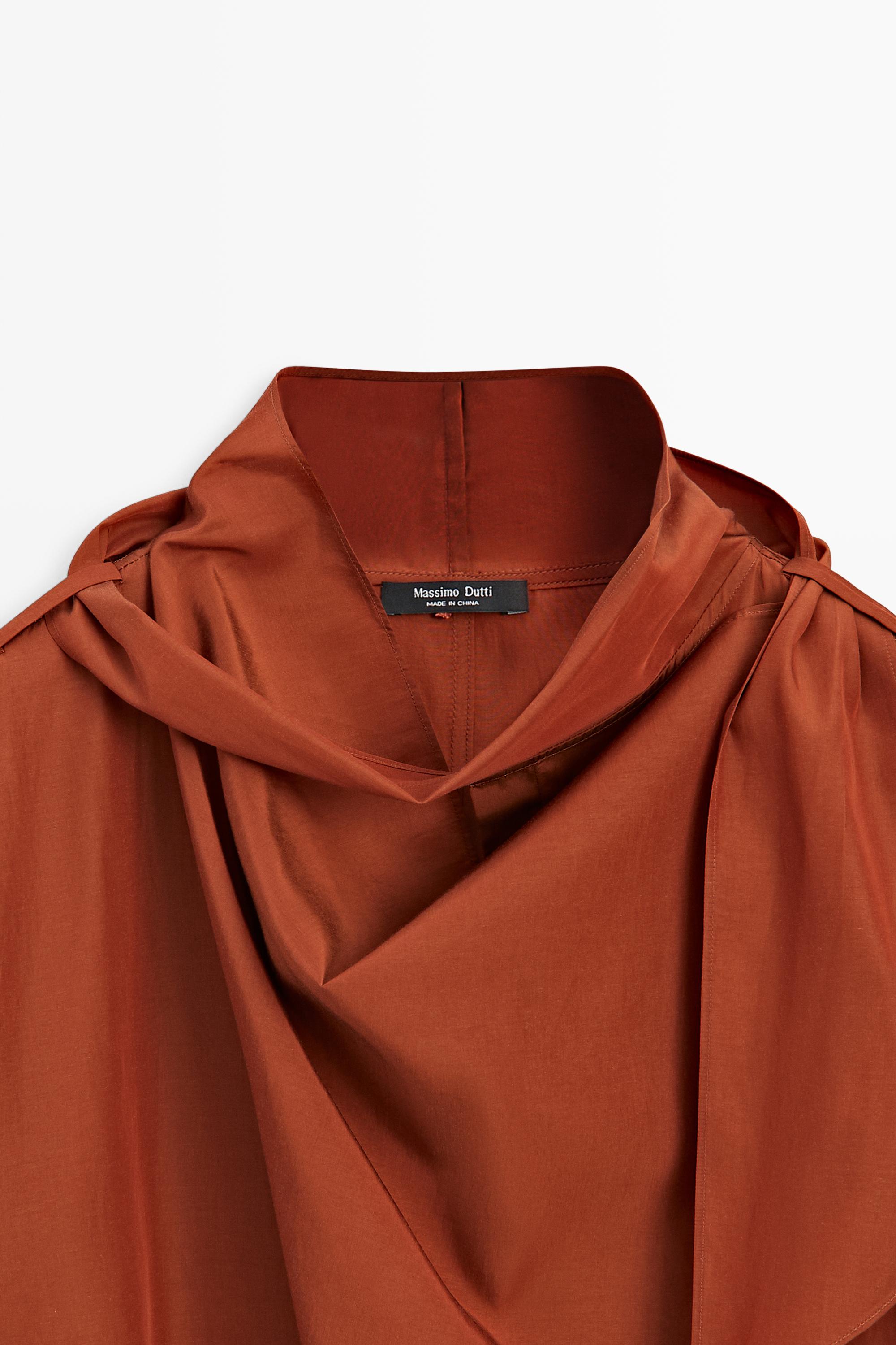 Flowing blouse with tie detail — COPPER
