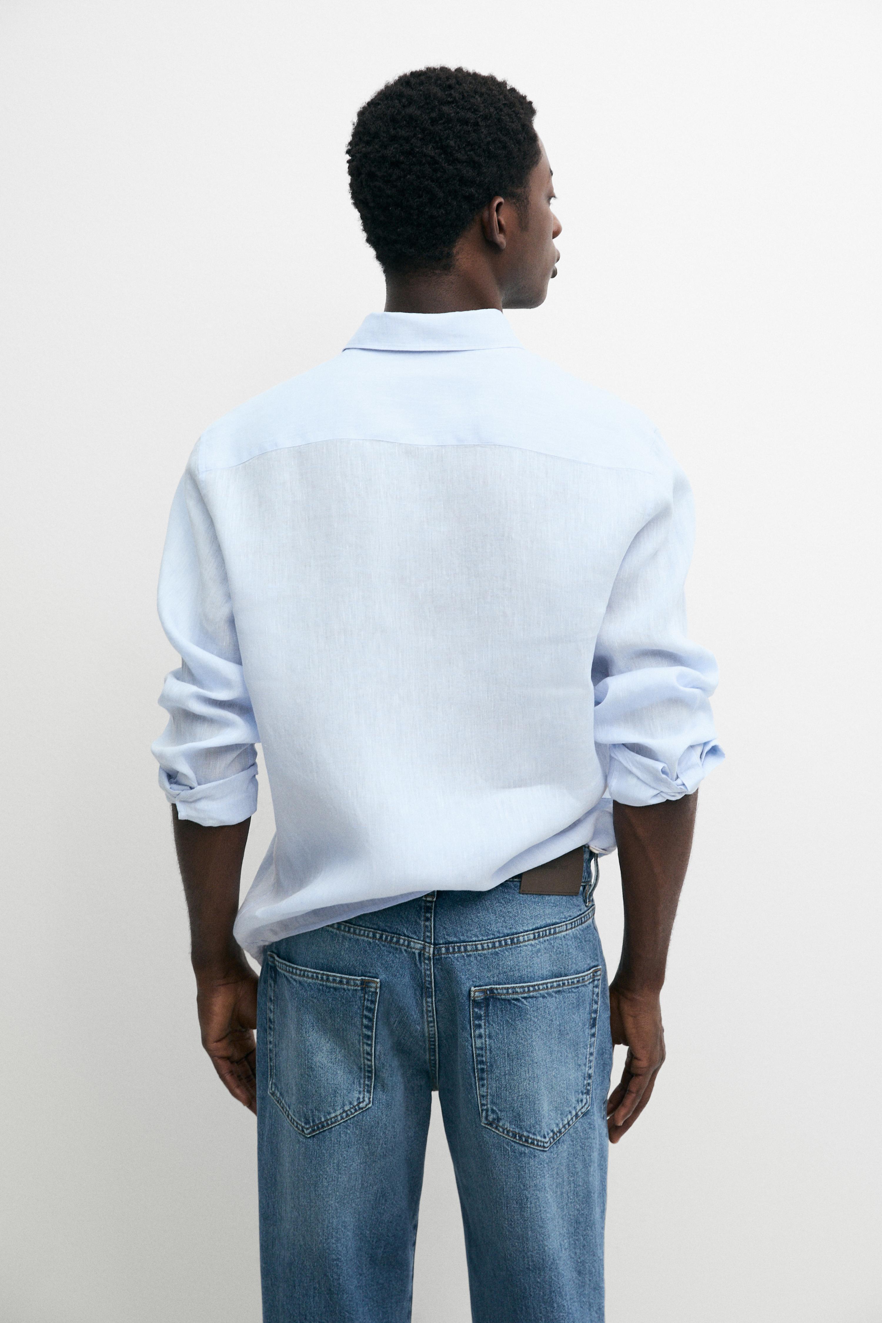 100% linen regular fit shirt — SKY BLUE