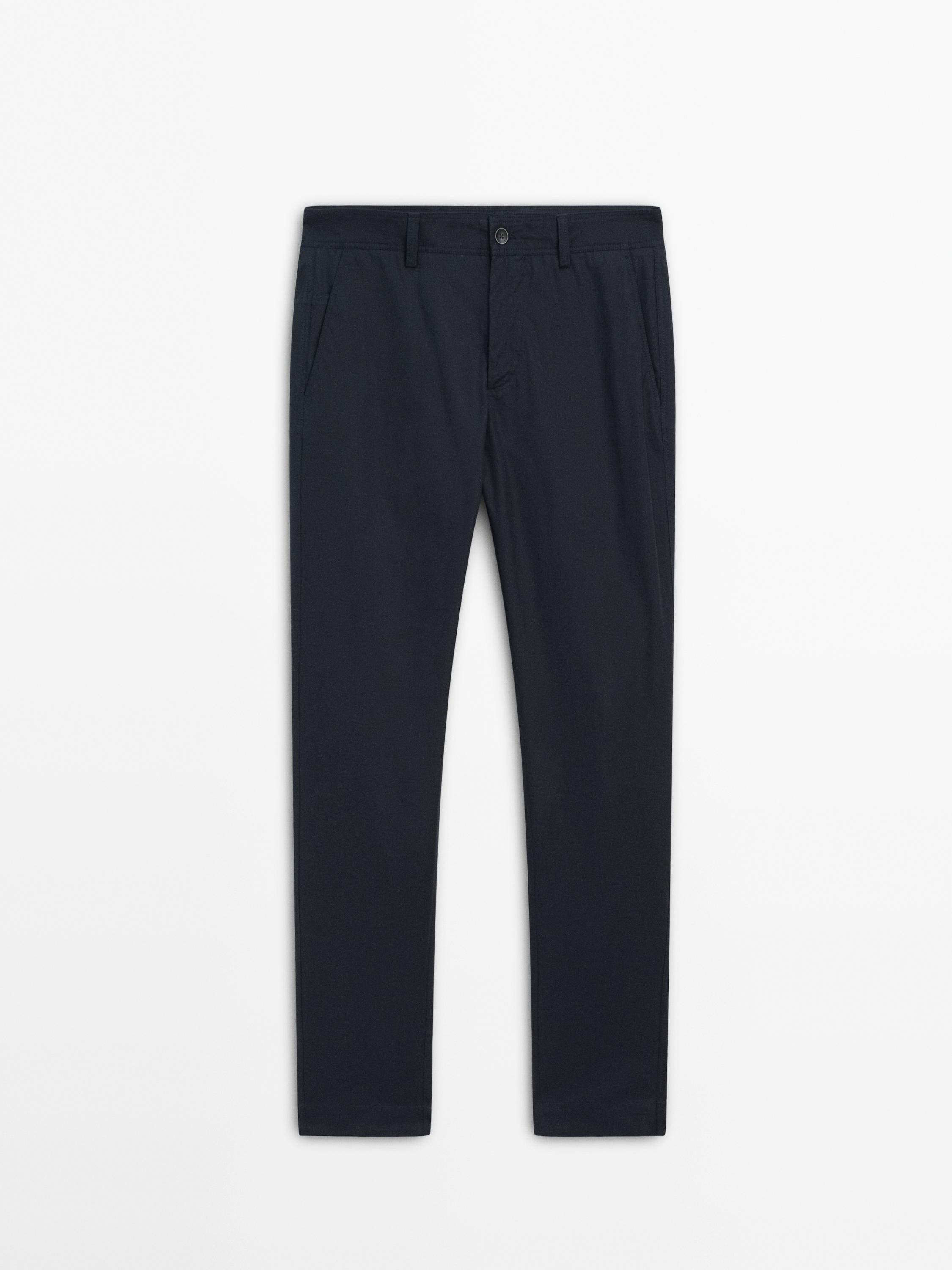 100% cotton tapered fit trousers