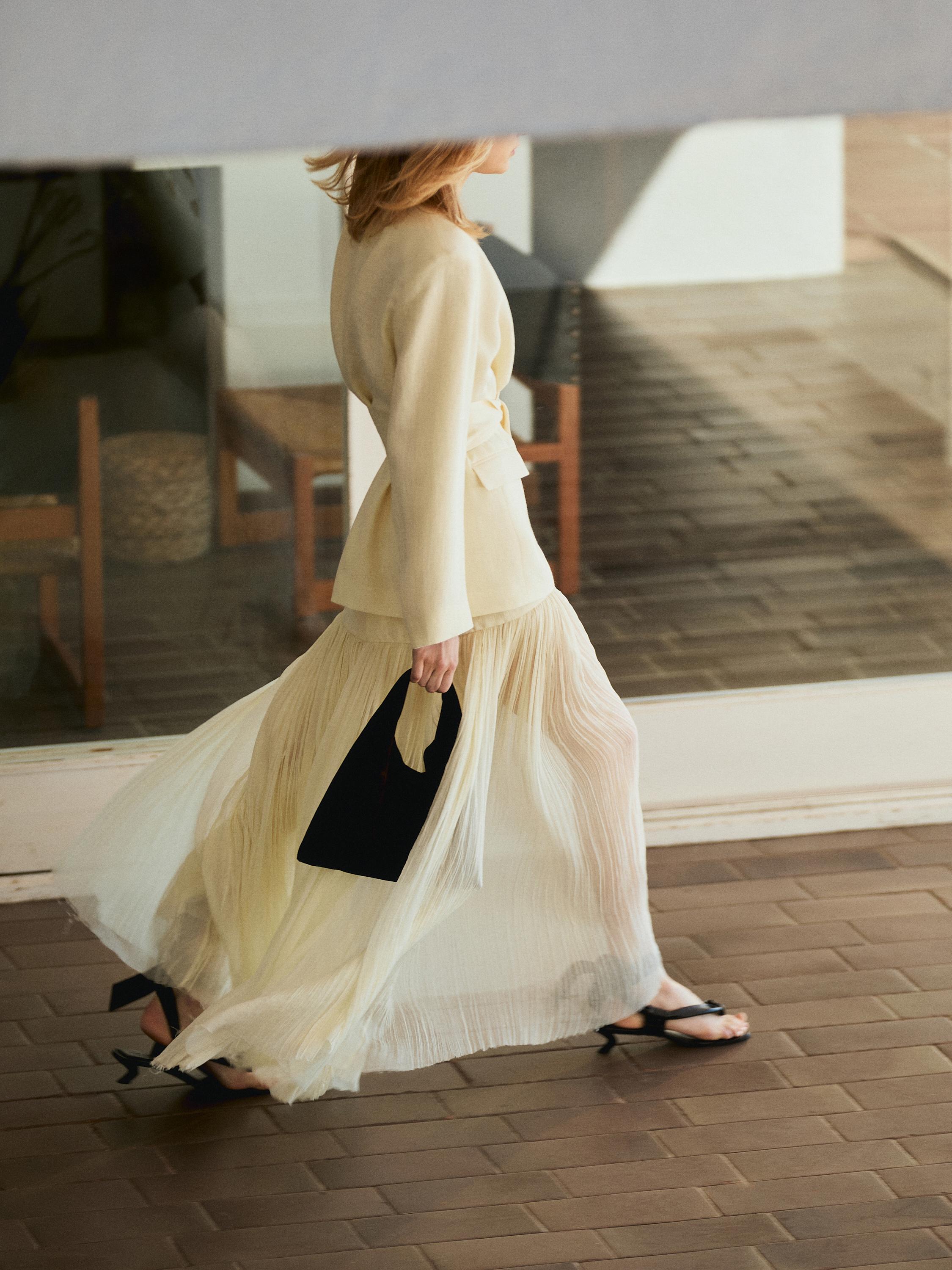 Long silk blend skirt with corset belt - Studio