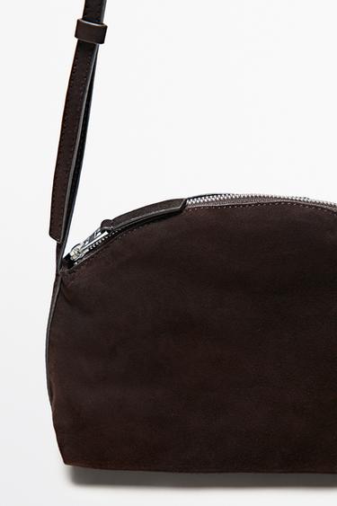 Split suede leather crossbody bag — Chocolate 6