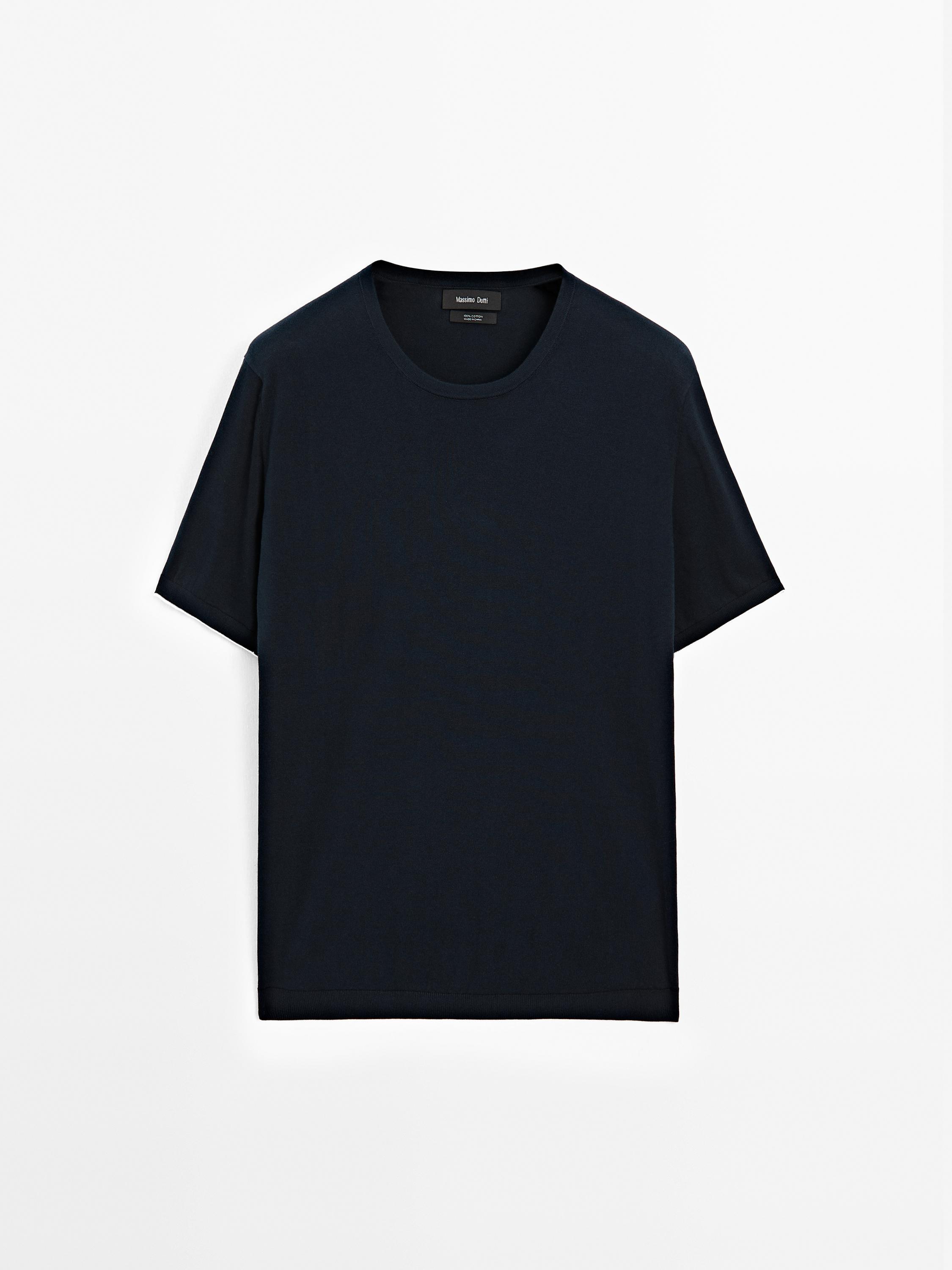 Short sleeve knit T-shirt with colour detail