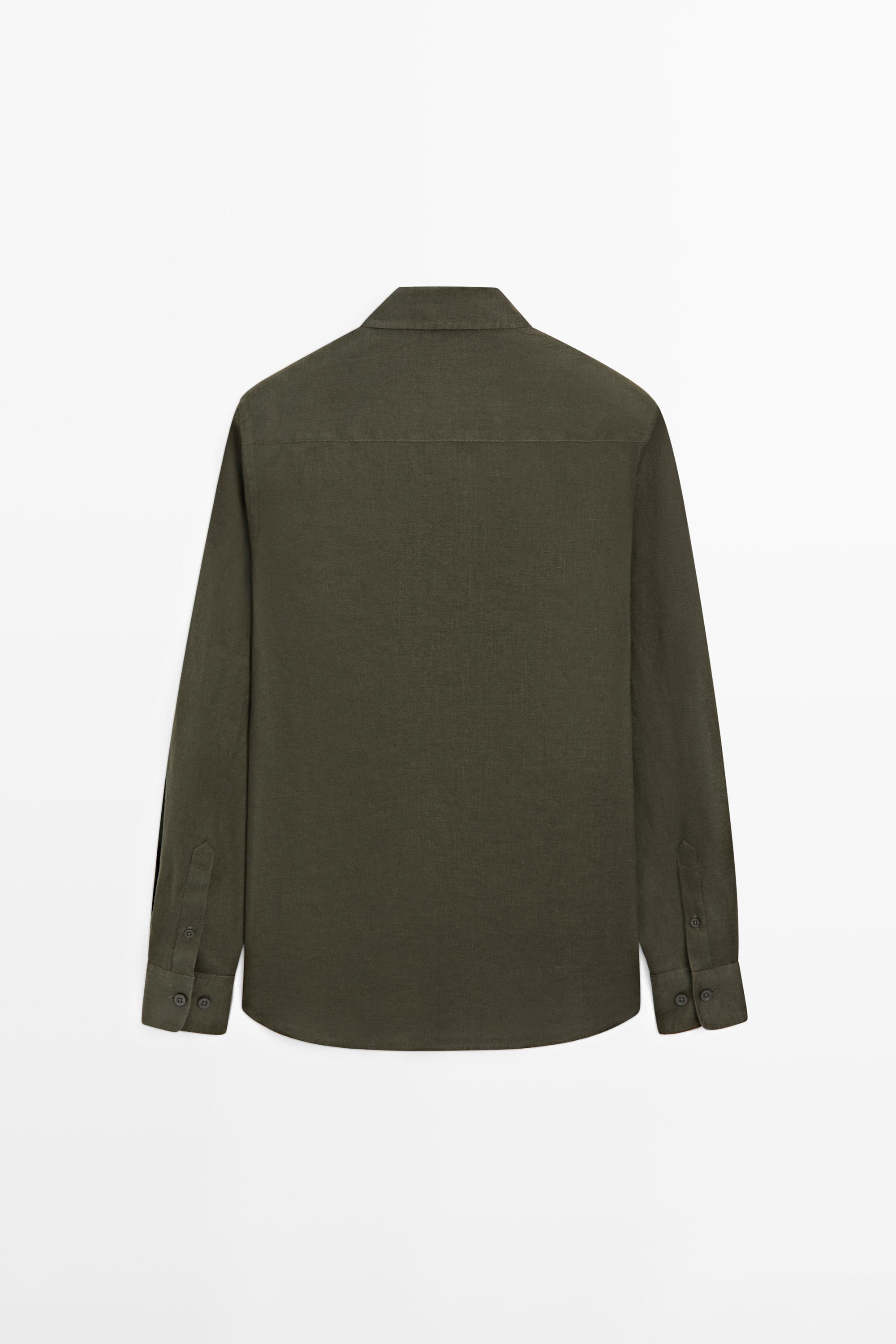 100% linen slim fit shirt — Sea green